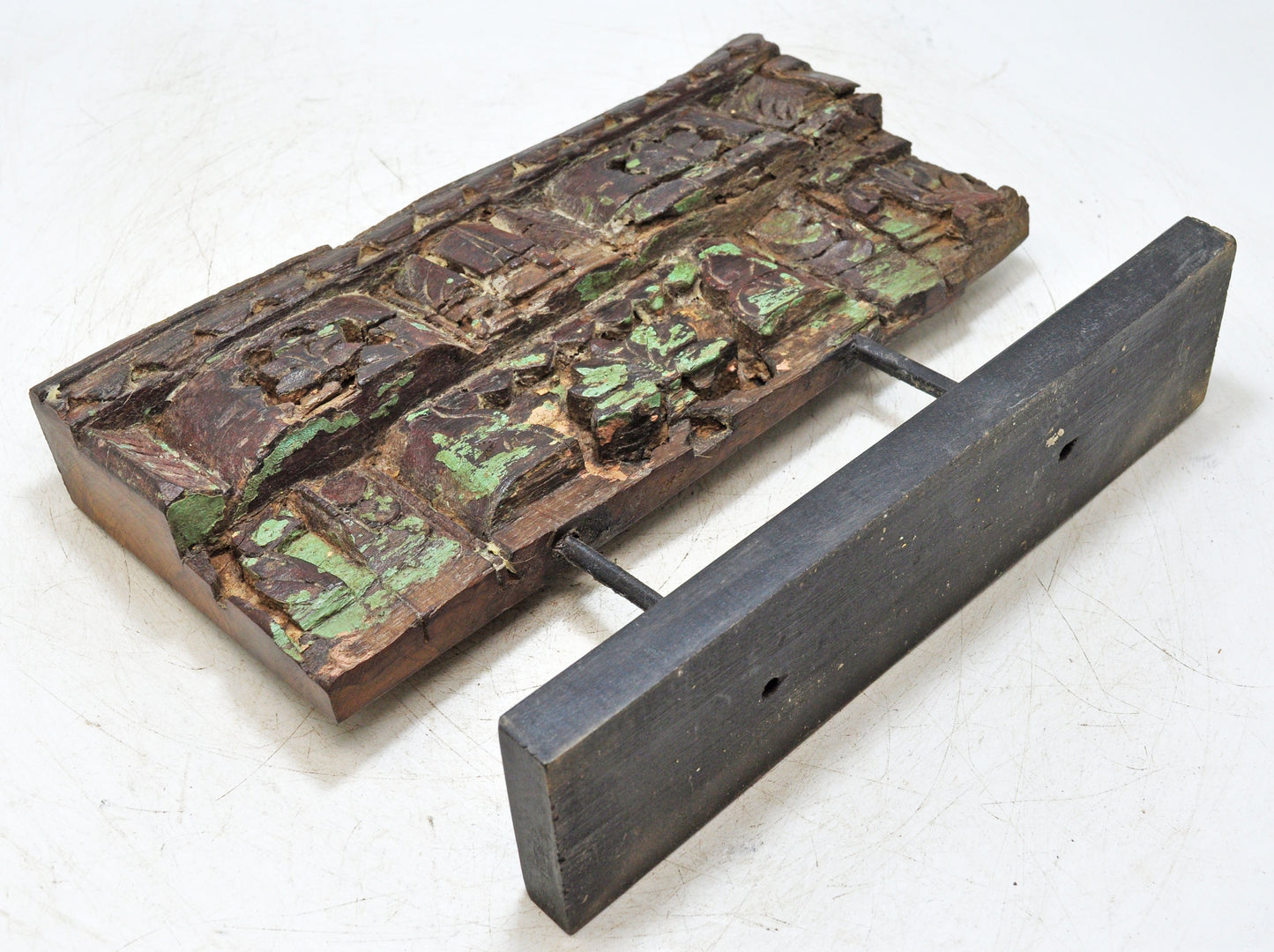 Antique Wooden Floral Carving Panel Plaque Original Old Hand Carved