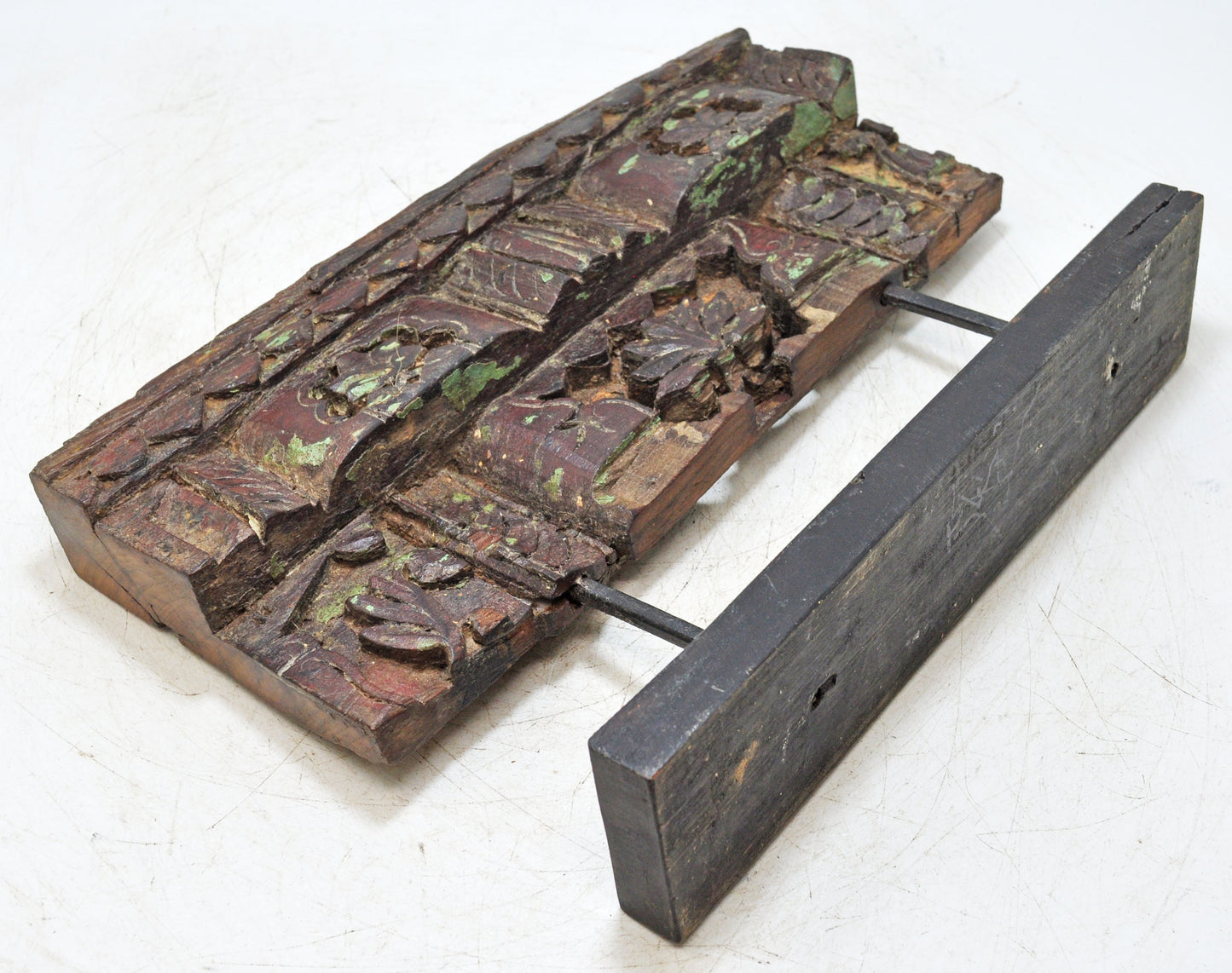 Antique Wooden Floral Carving Panel Plaque Original Old Hand Carved