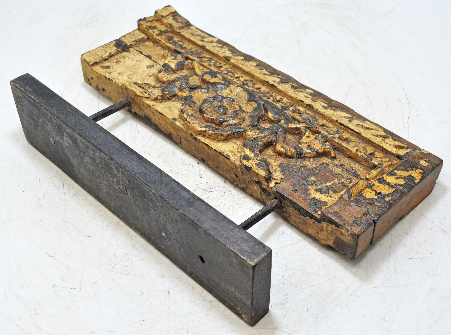 Antique Wooden Floral Carving Panel Plaque Original Old Hand Carved