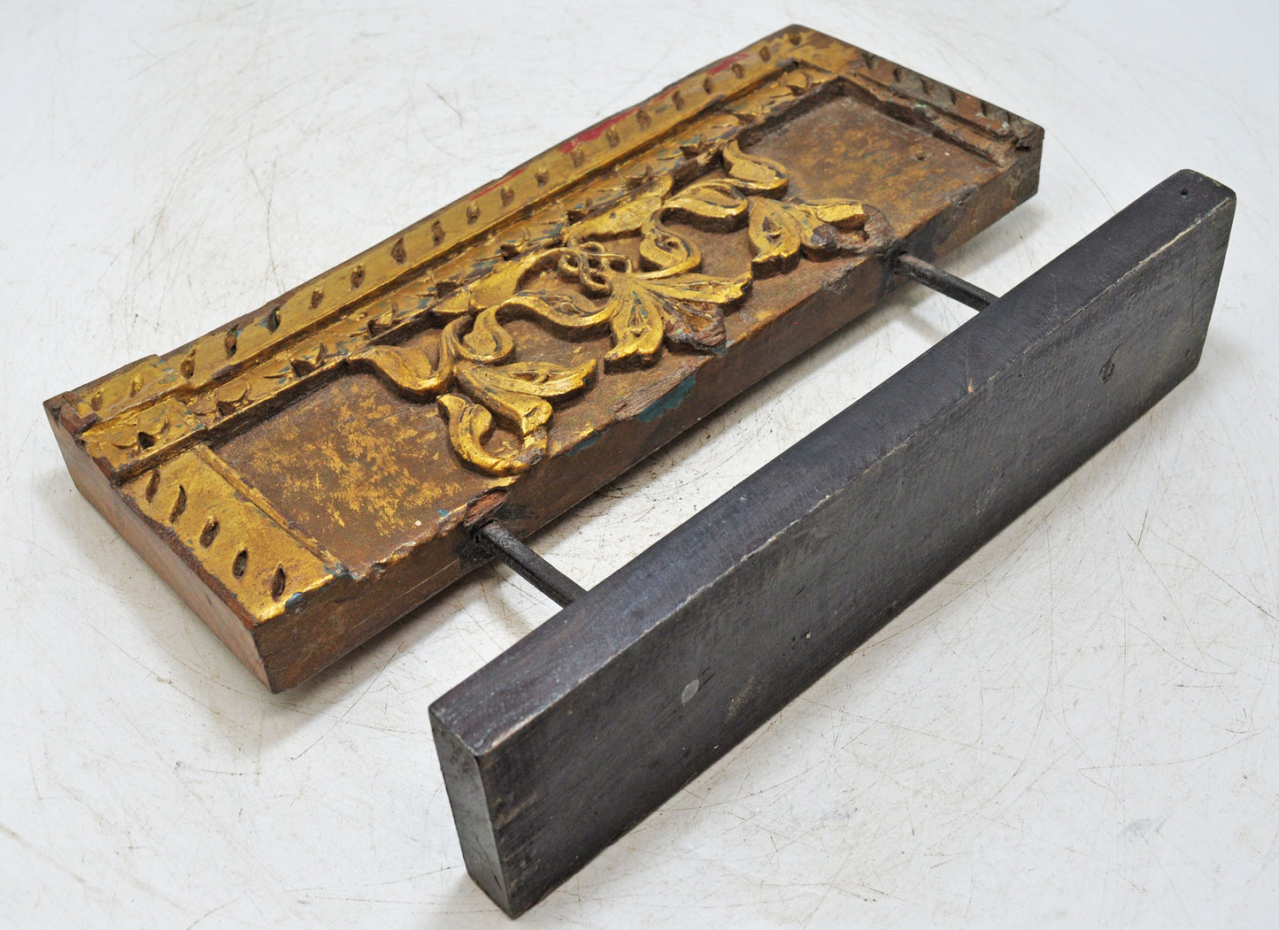 Antique Wooden Floral Carving Panel Plaque Original Old Hand Carved