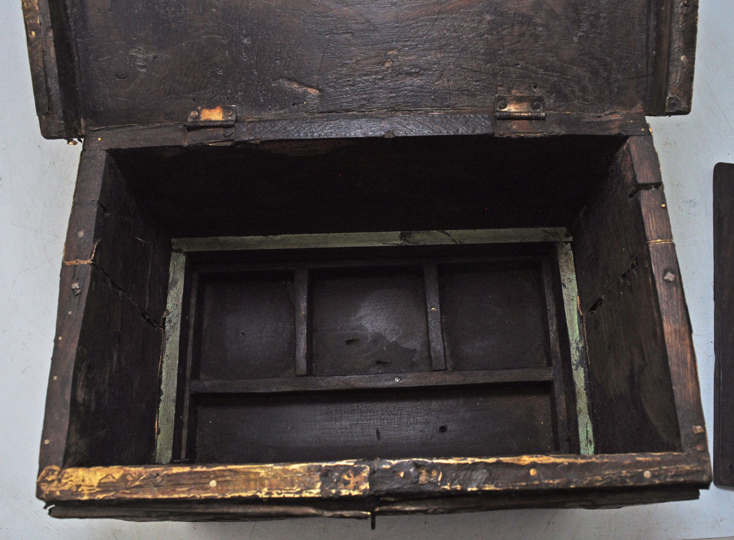 Antique Wooden Storage Chest Box Original Old Hand Crafted Brass Fitted