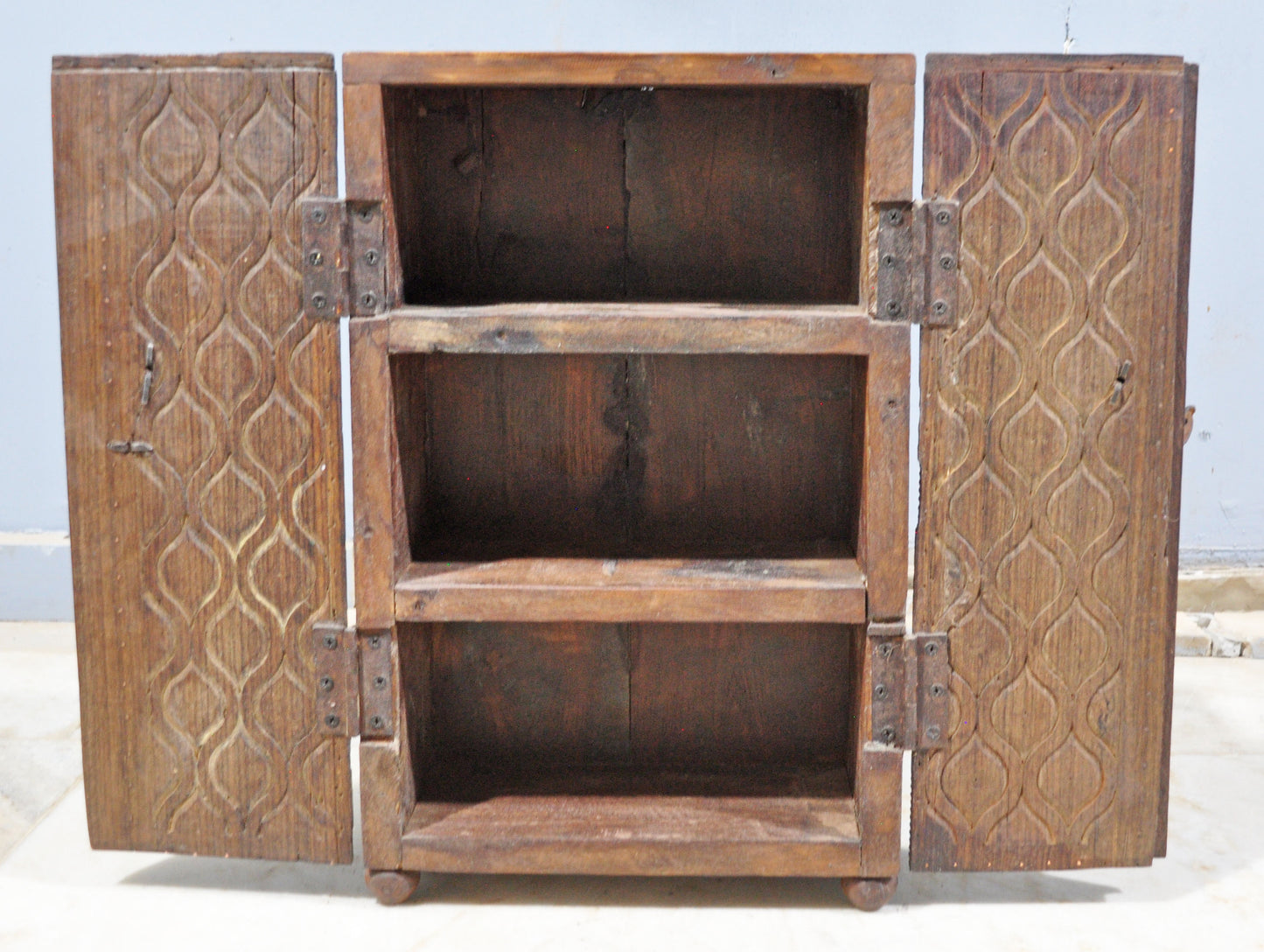 Antique Wooden Wall Hanging Storage Cabinet Box Original Old Hand Crafted