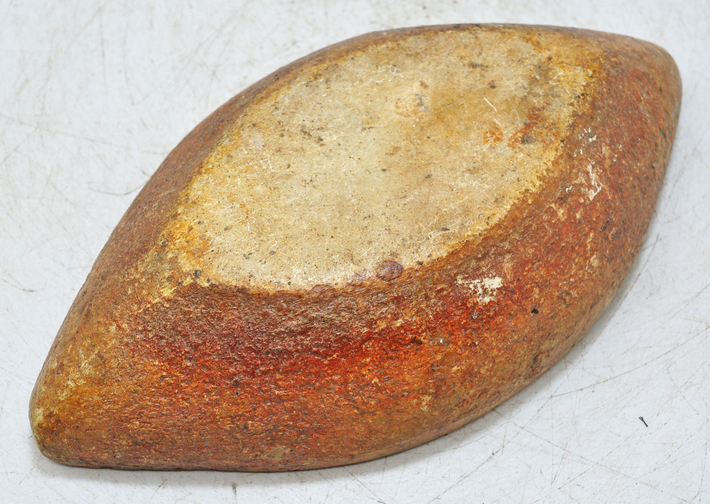 Antique White Marble Oval Spice Grinding Kharal Bowl Original Old Hand Carved