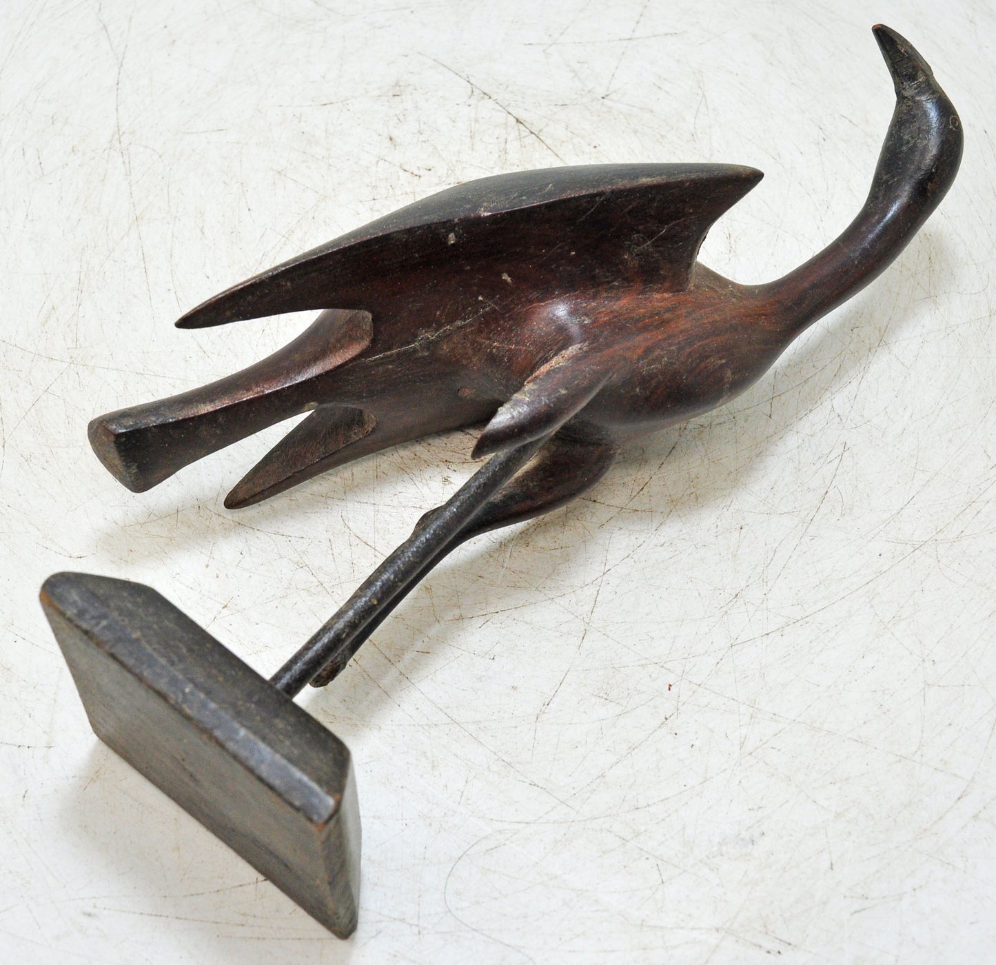 Antique Wooden Crane Bird Figurine Original Old Very Fine Hand Carved