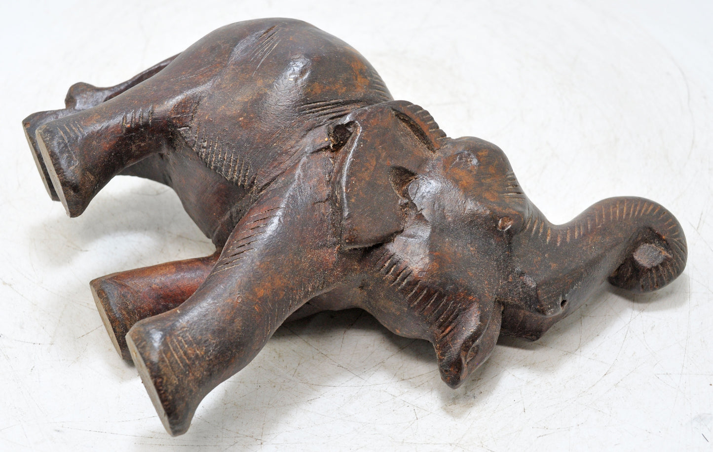 Antique Wooden Elephant Figurine Original Old Fine Hand Carved