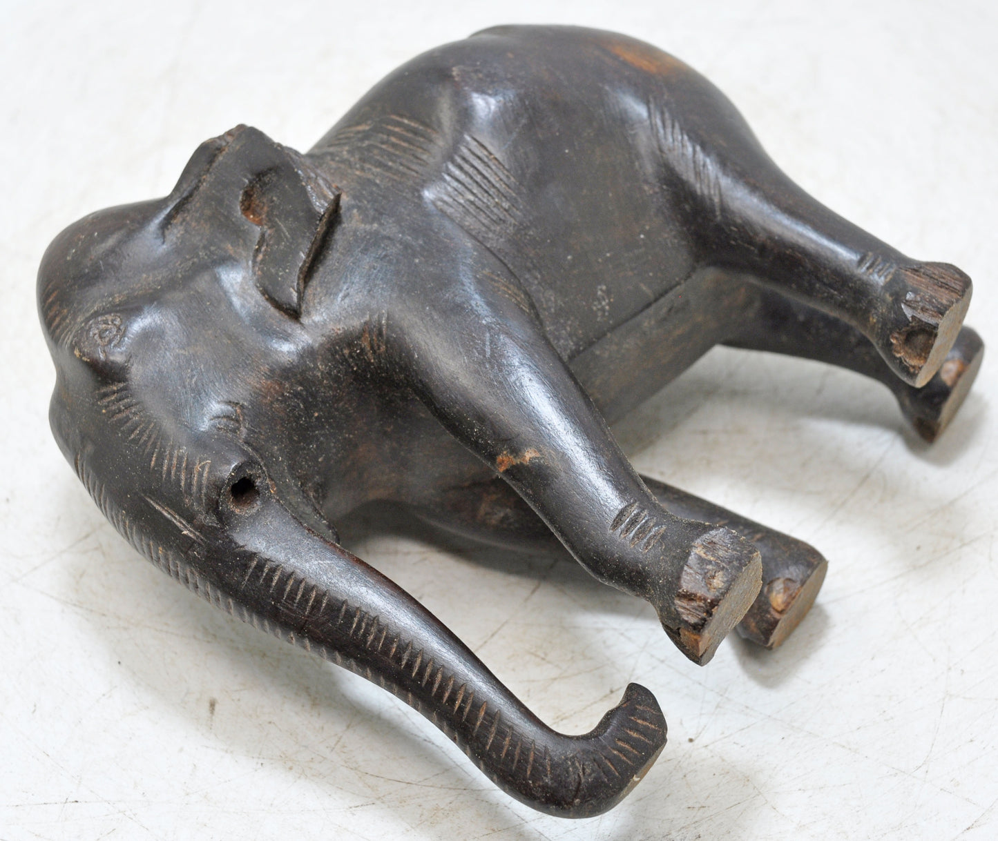 Antique Wooden Elephant Figurine Original Old Fine Hand Carved