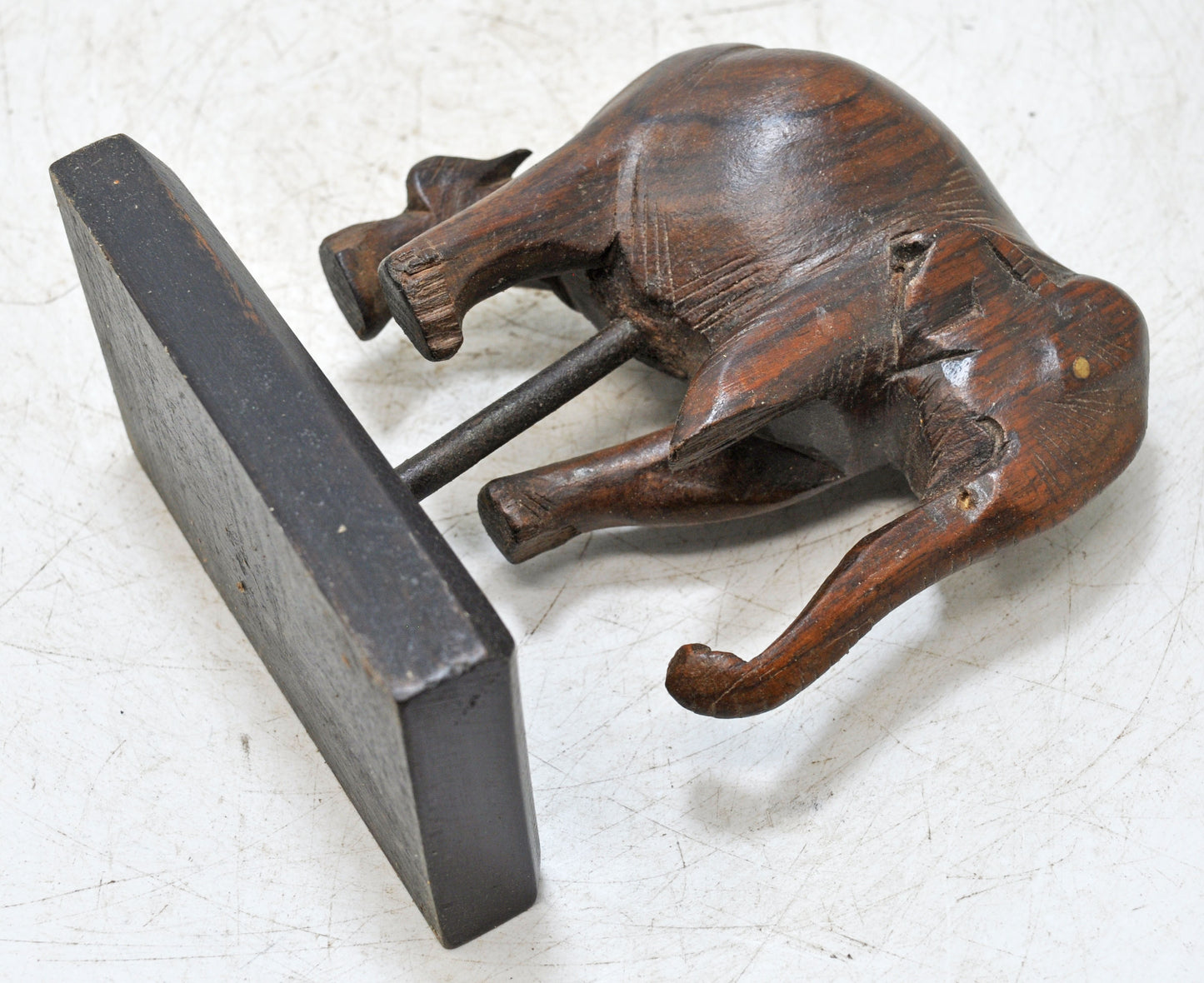 Antique Wooden Elephant Figurine Original Old Fine Hand Carved