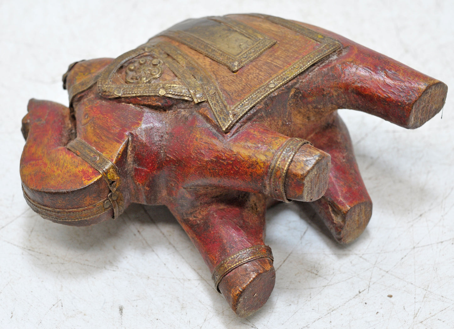 Antique Wooden Elephant Figurine Original Old Fine Hand Carved