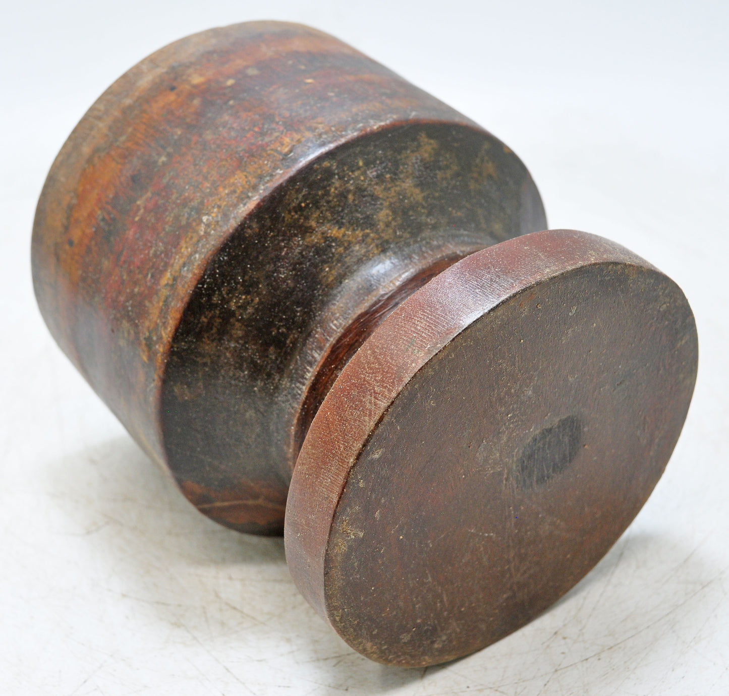 Antique Wooden Round Spice Grinding Round Bowl Original Old Hand Carved