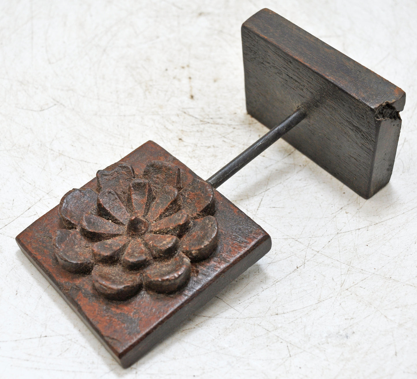 Antique Wooden Floral Carving Plaque on Stand Original Old Hand Carved