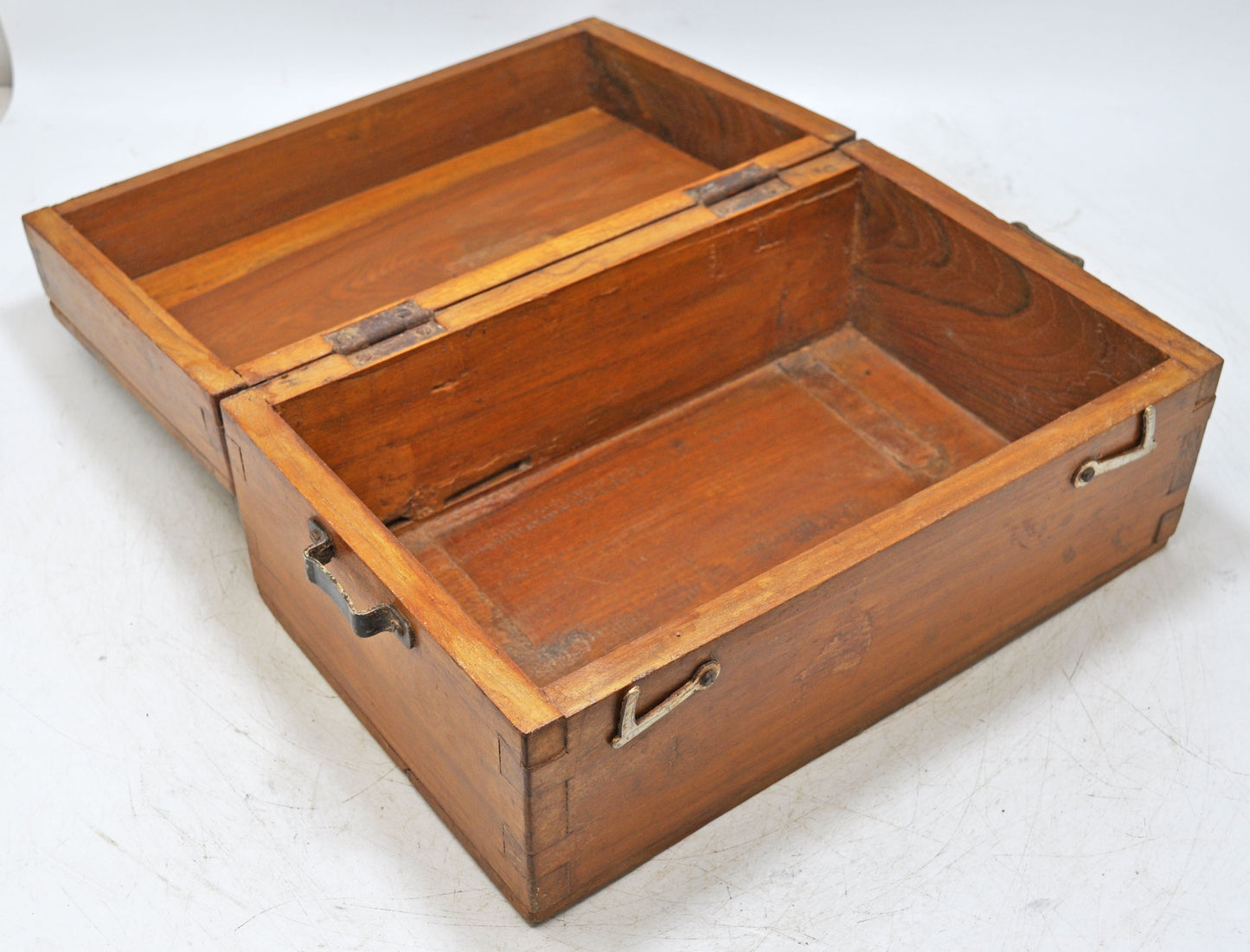 Antique Teak Wood Storage Chest Box Original Old Hand Crafted