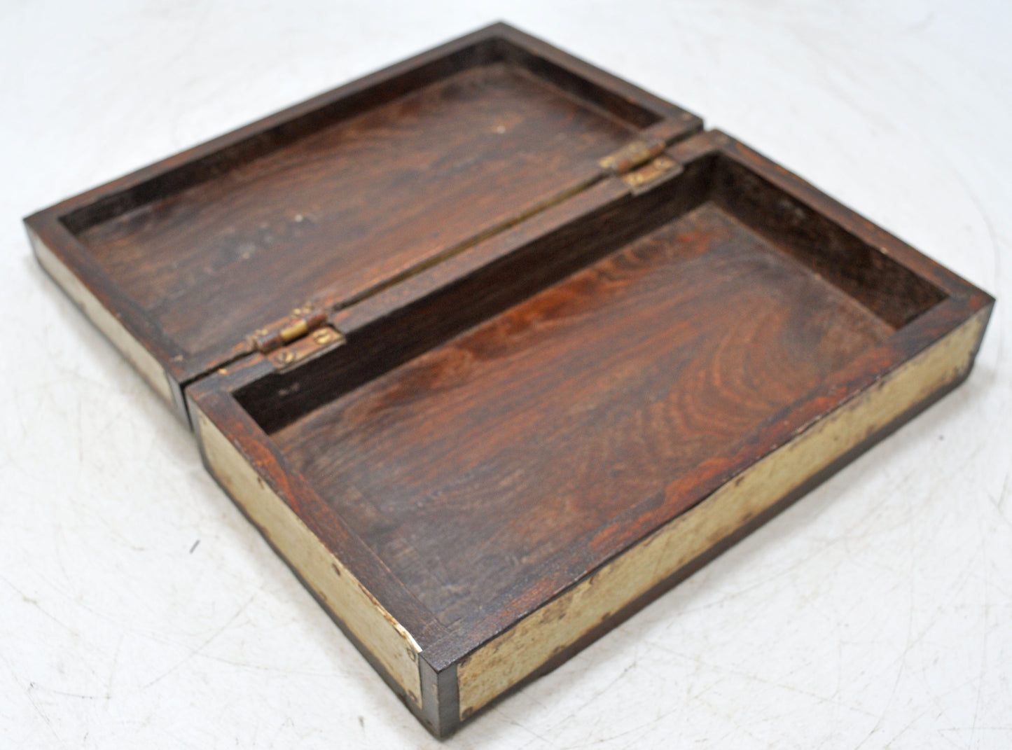 Vintage Wooden Storage Chest Box Original Old Hand Crafted White Metal Fitted