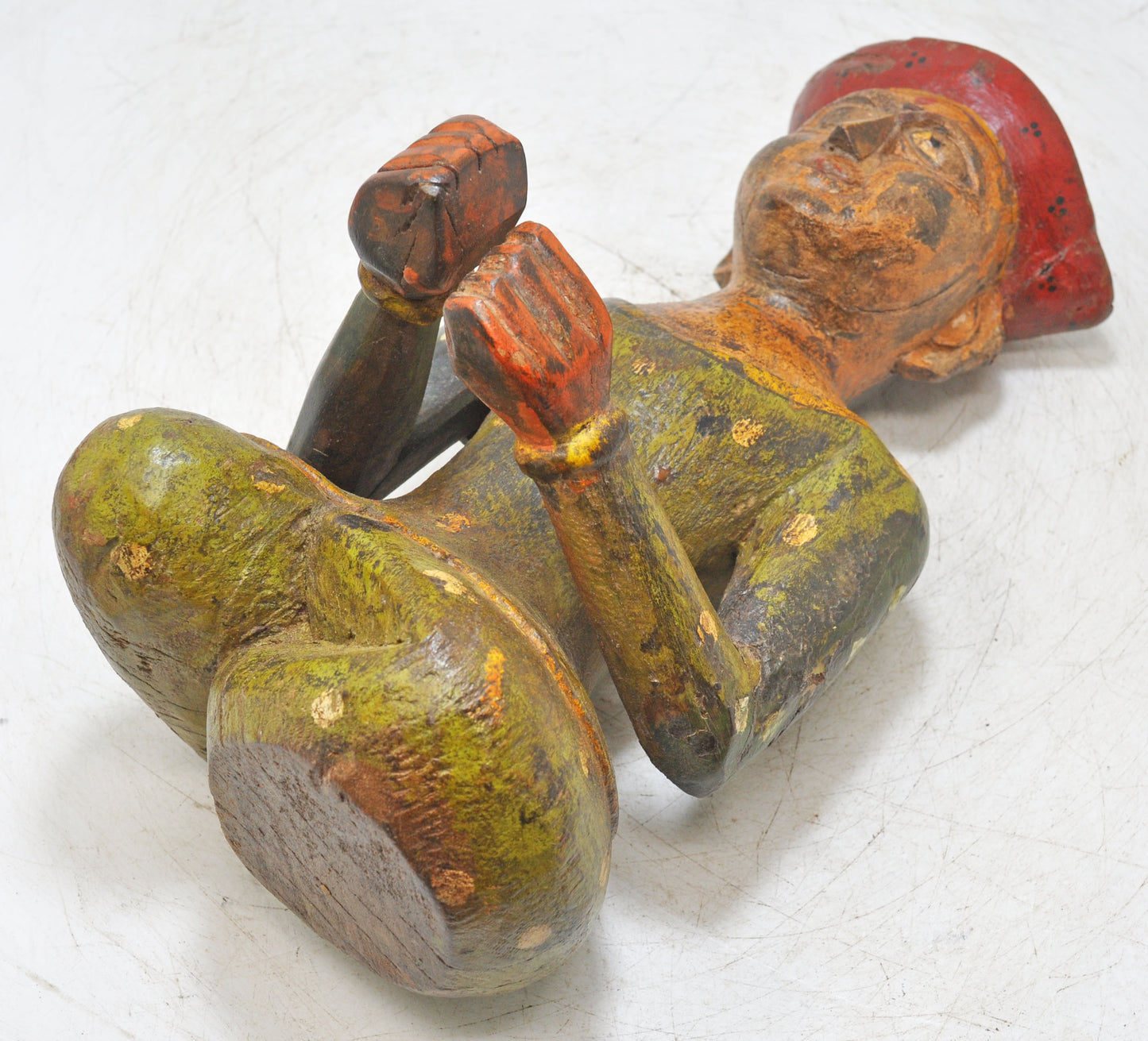 Vintage Wooden Musician Man Figurine Original Old Fine Hand Carved Painted