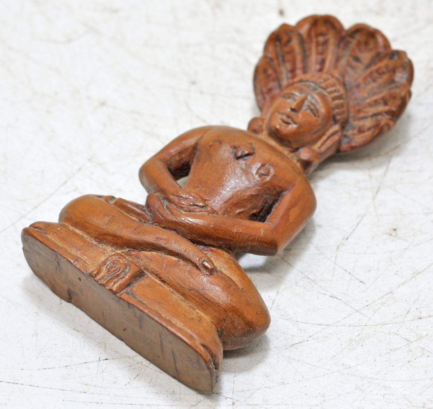 Antique Wooden Jainism Parshvanatha Idol Figurine Original Old Fine Hand Carved