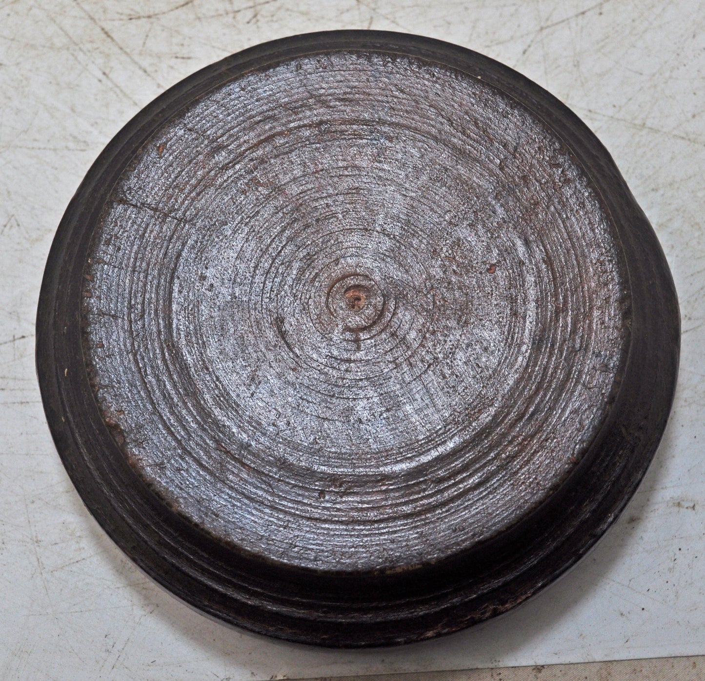 Antique Wooden Round Kitchenware Plate Original Old Lacquer Painted