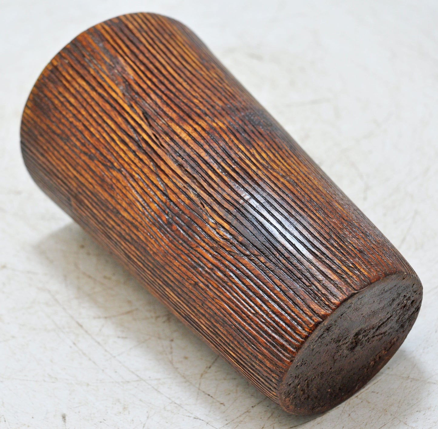 Antique Wooden Kitchenware Drinking Glass Cup Original Old Hand Carved