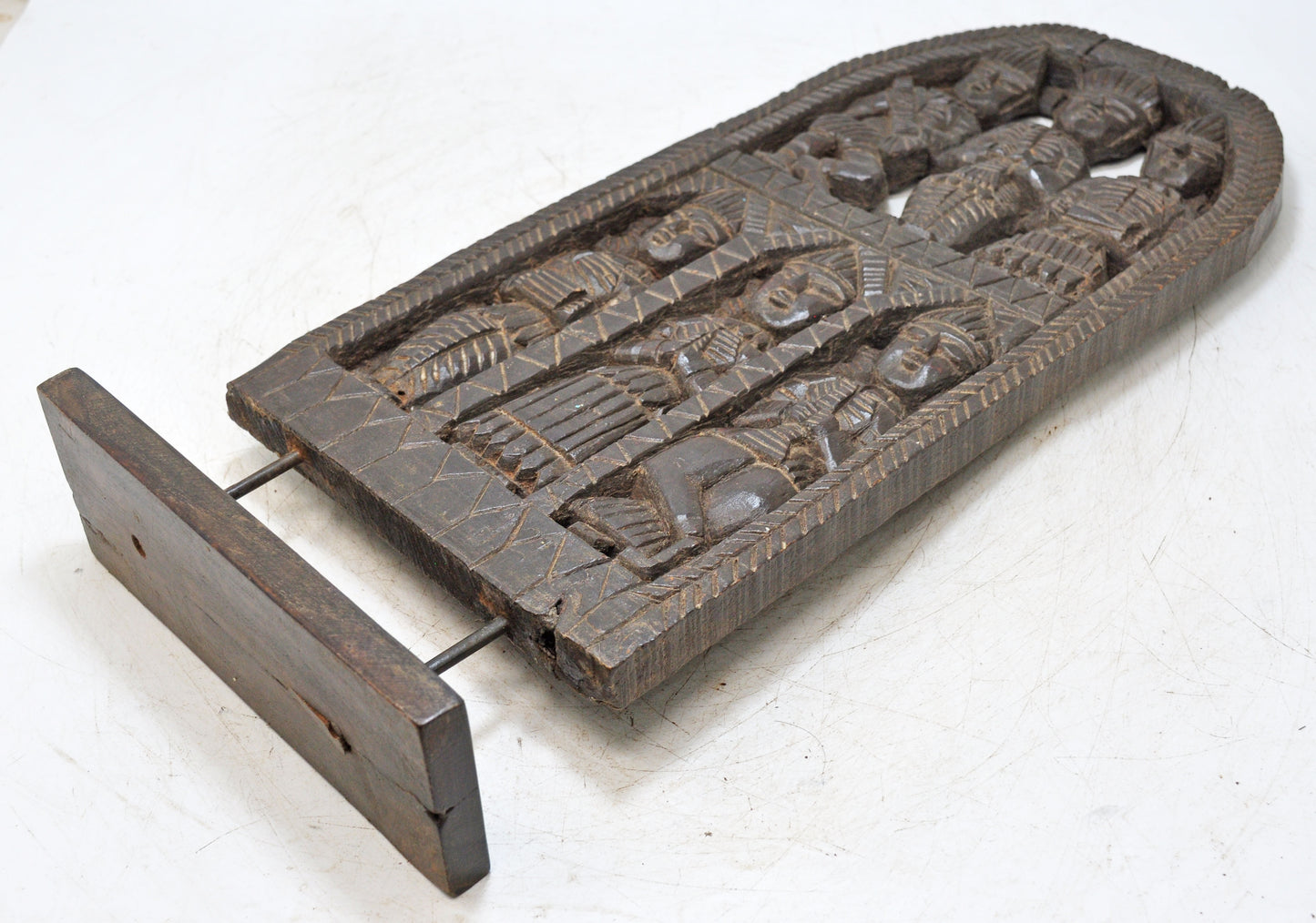 Antique Wooden Large Tribal Musicians Carving Figurine Original Old Hand Carved