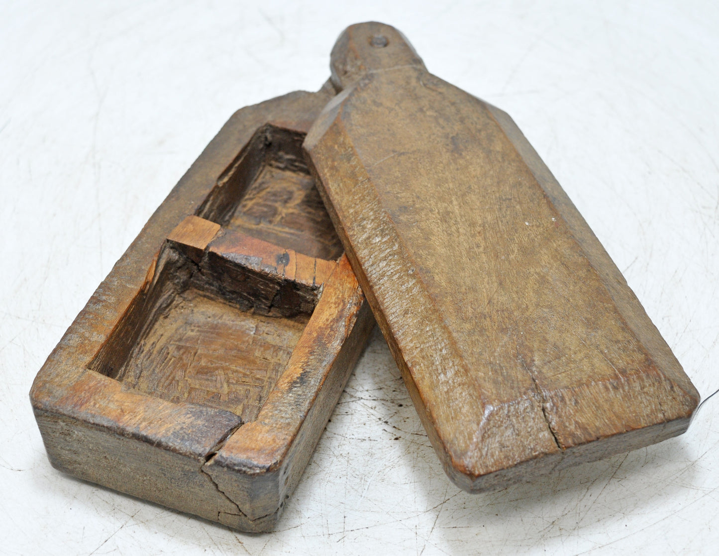 Antique Wooden Kitchenware Spice Box Original Old Hand Carved