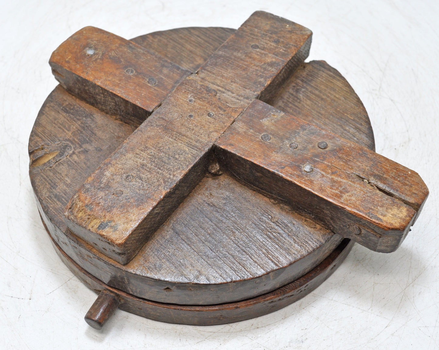 Antique Wooden Kitchenware Chapati Bread Making Press Original Old Hand Crafted