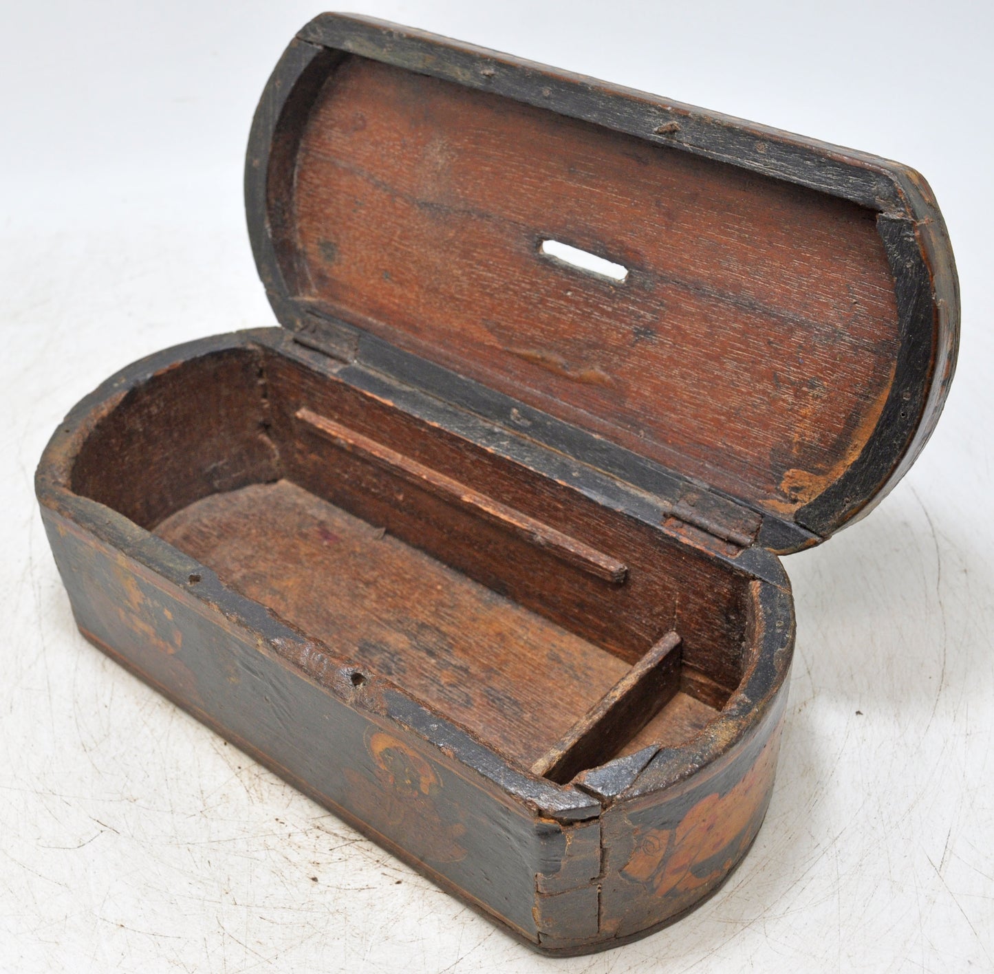 Antique Wooden Coin Money Box Original Old Hand Crafted Very Fine Painted