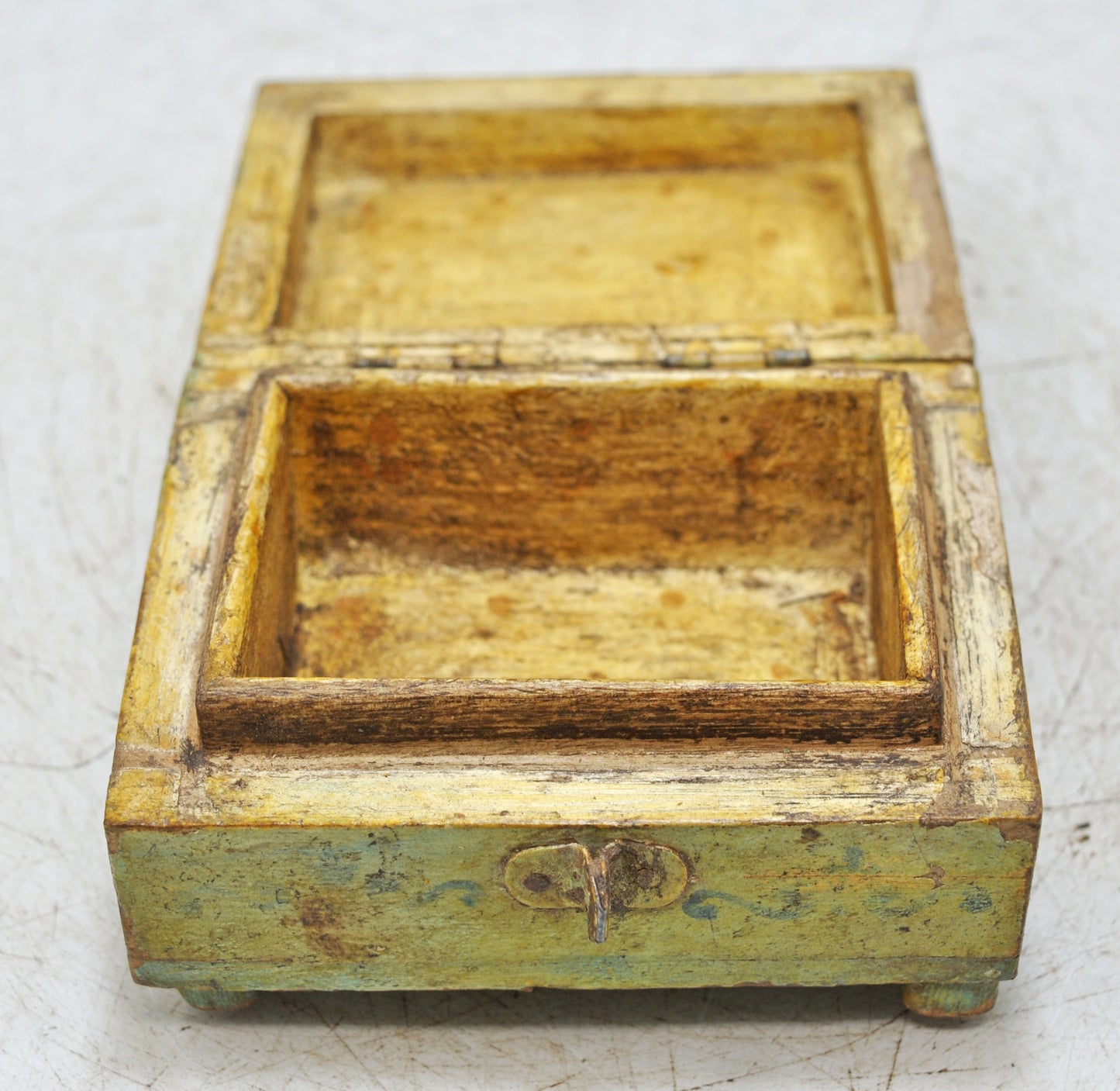 Vintage Wooden Small Storage Box Original Old Hand Crafted Hand Painted