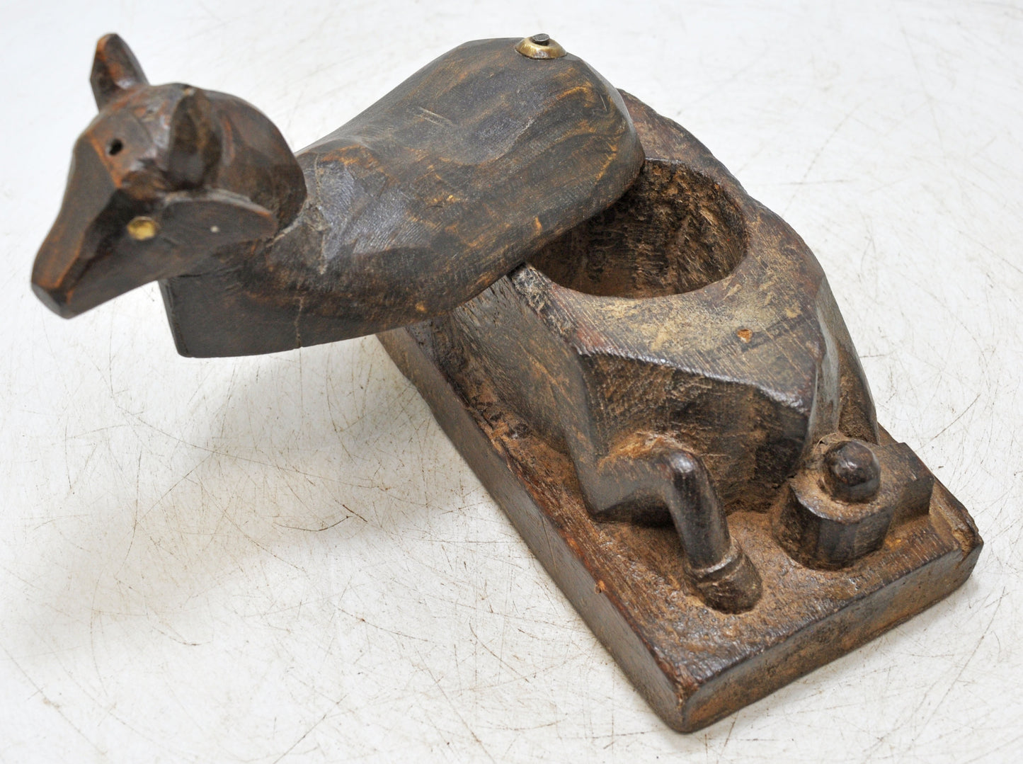 Antique Wooden Cow Shaped Spice Box Original Old Fine Hand Carved