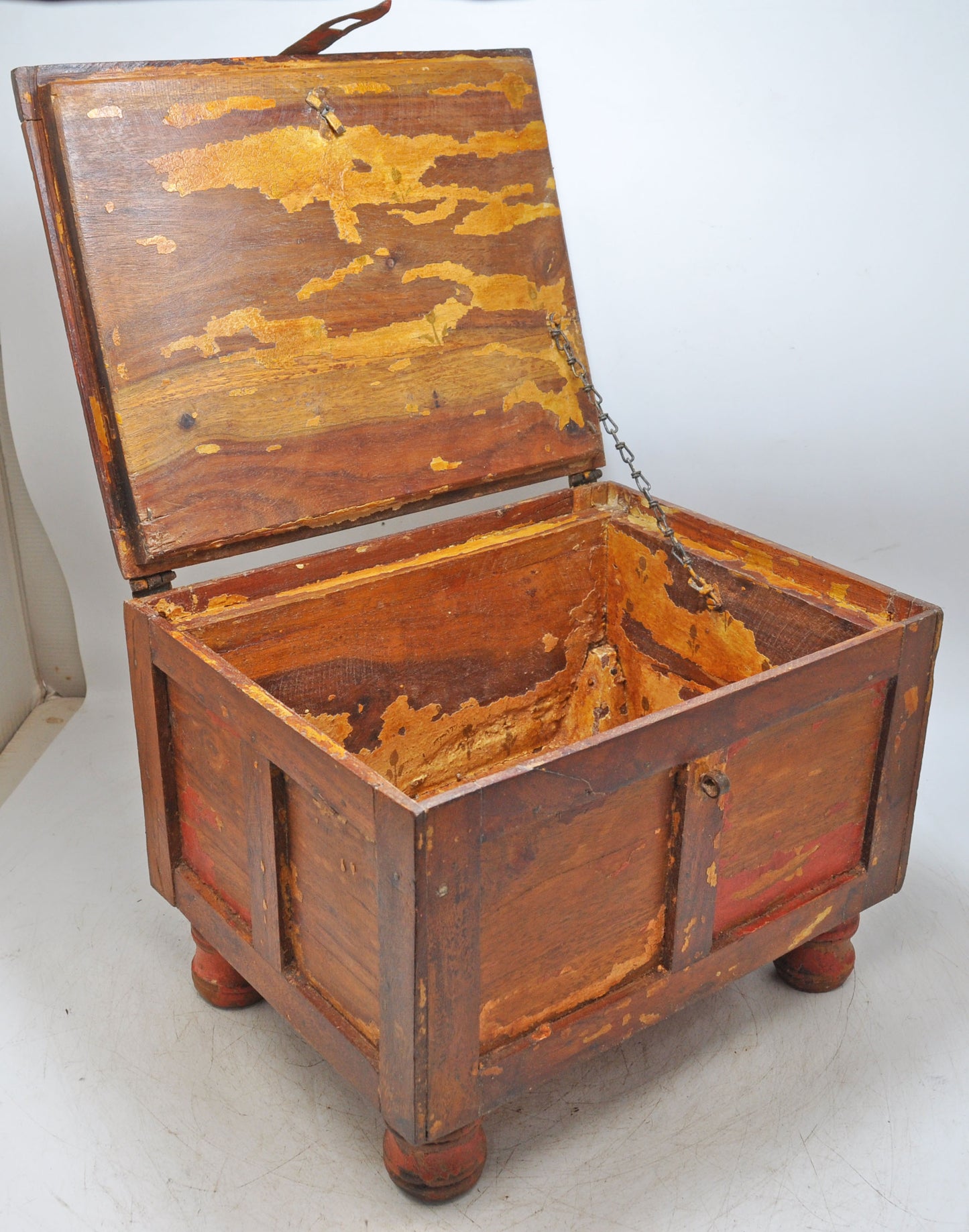 Vintage Wooden Storage Chest Box Original Old Hand Crafted Painted