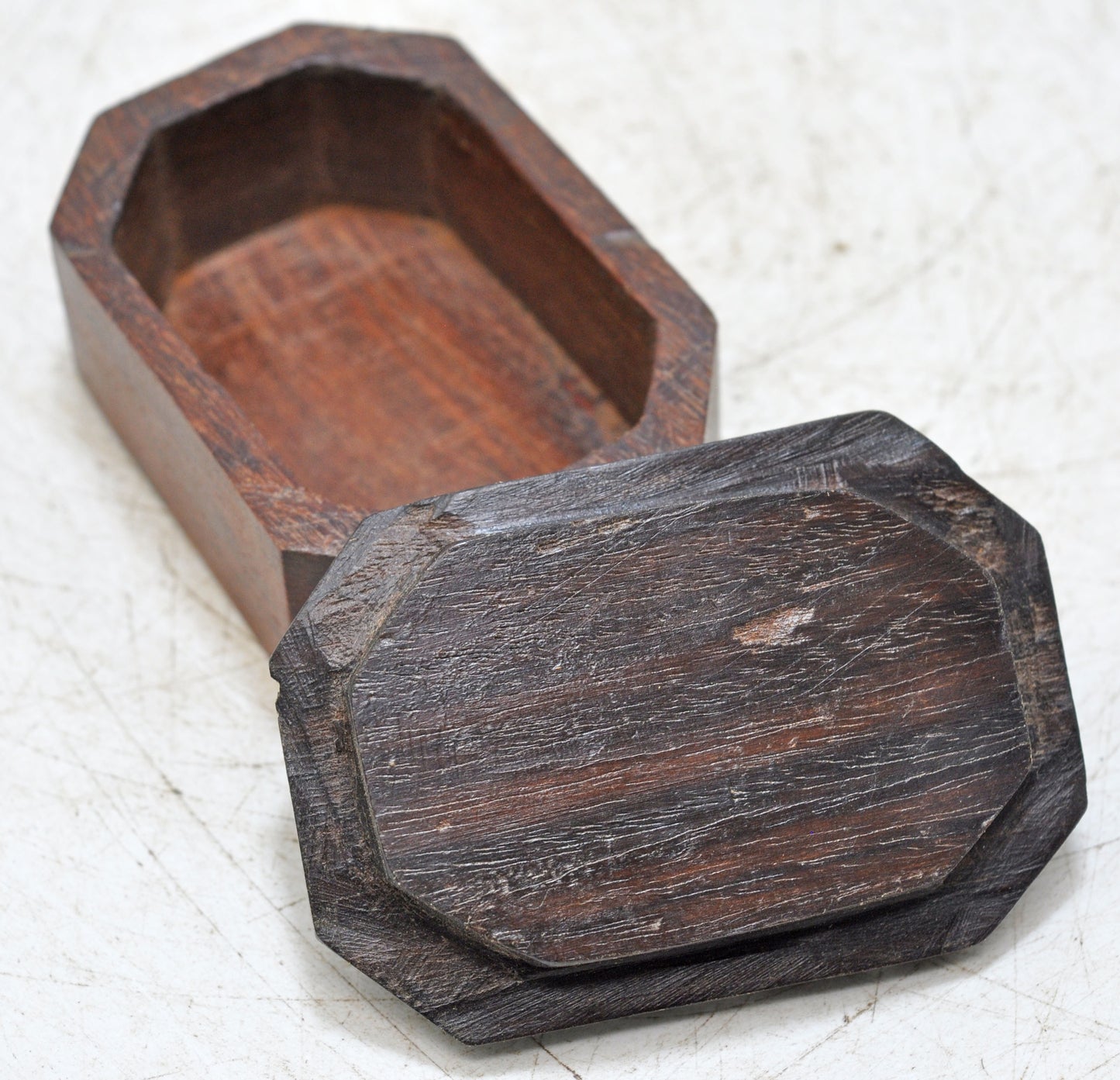 Antique Wooden Kitchenware Spice Box Original Old Hand Carved
