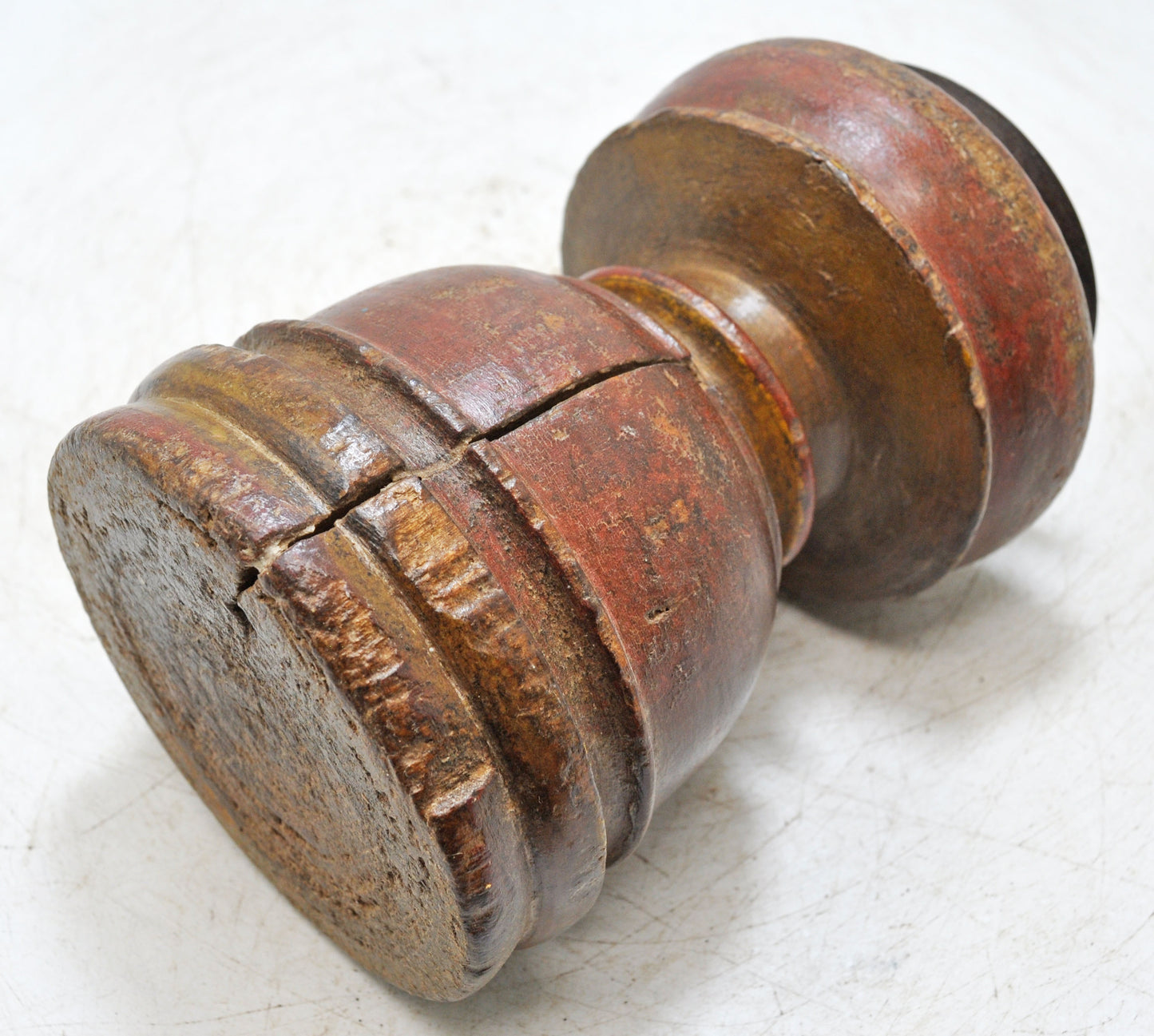 Antique Wooden Paga Leg Candle Holder Stand Original Old Hand Carved Painted