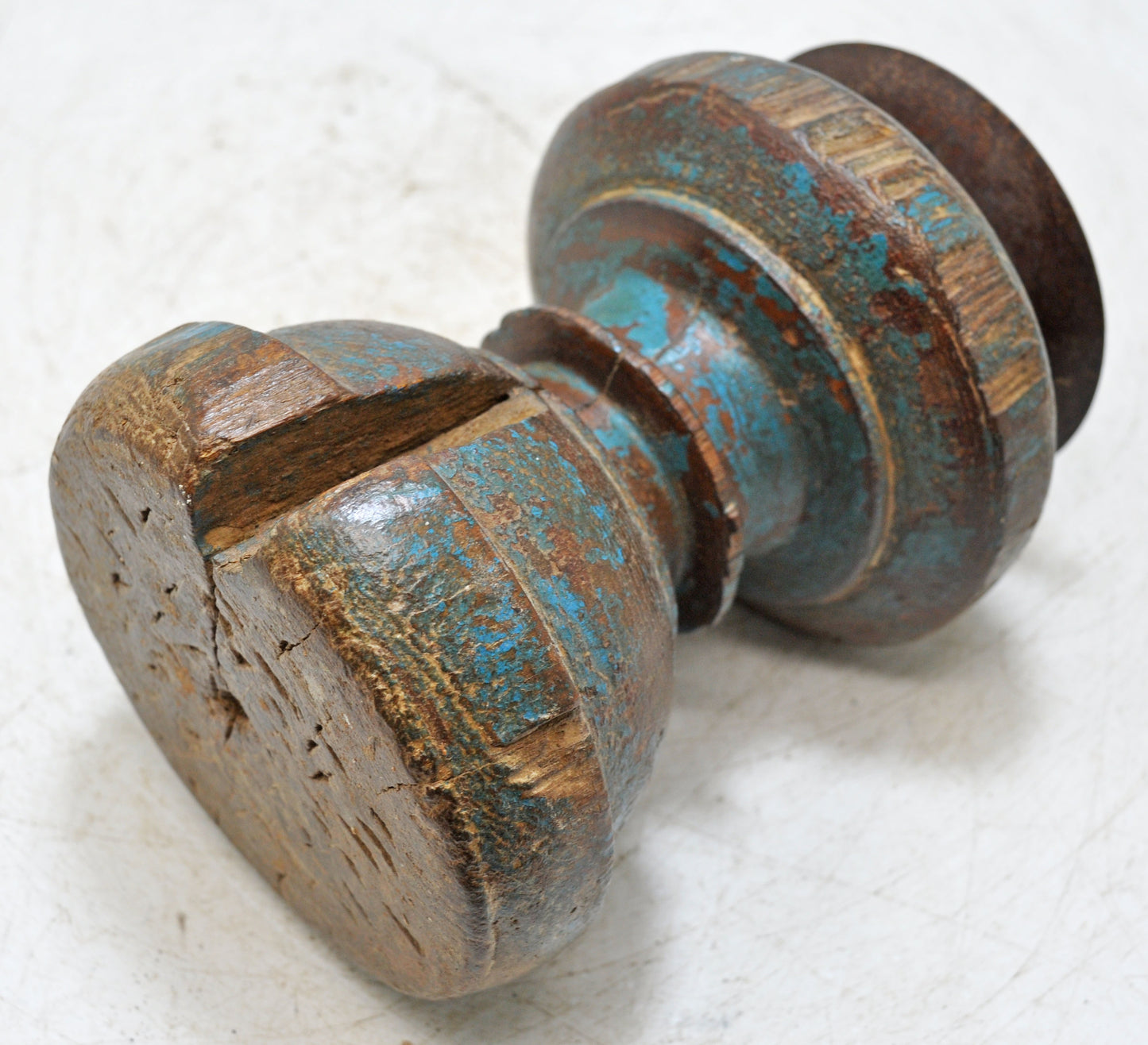 Antique Wooden Paga Leg Candle Holder Stand Original Old Hand Carved Painted