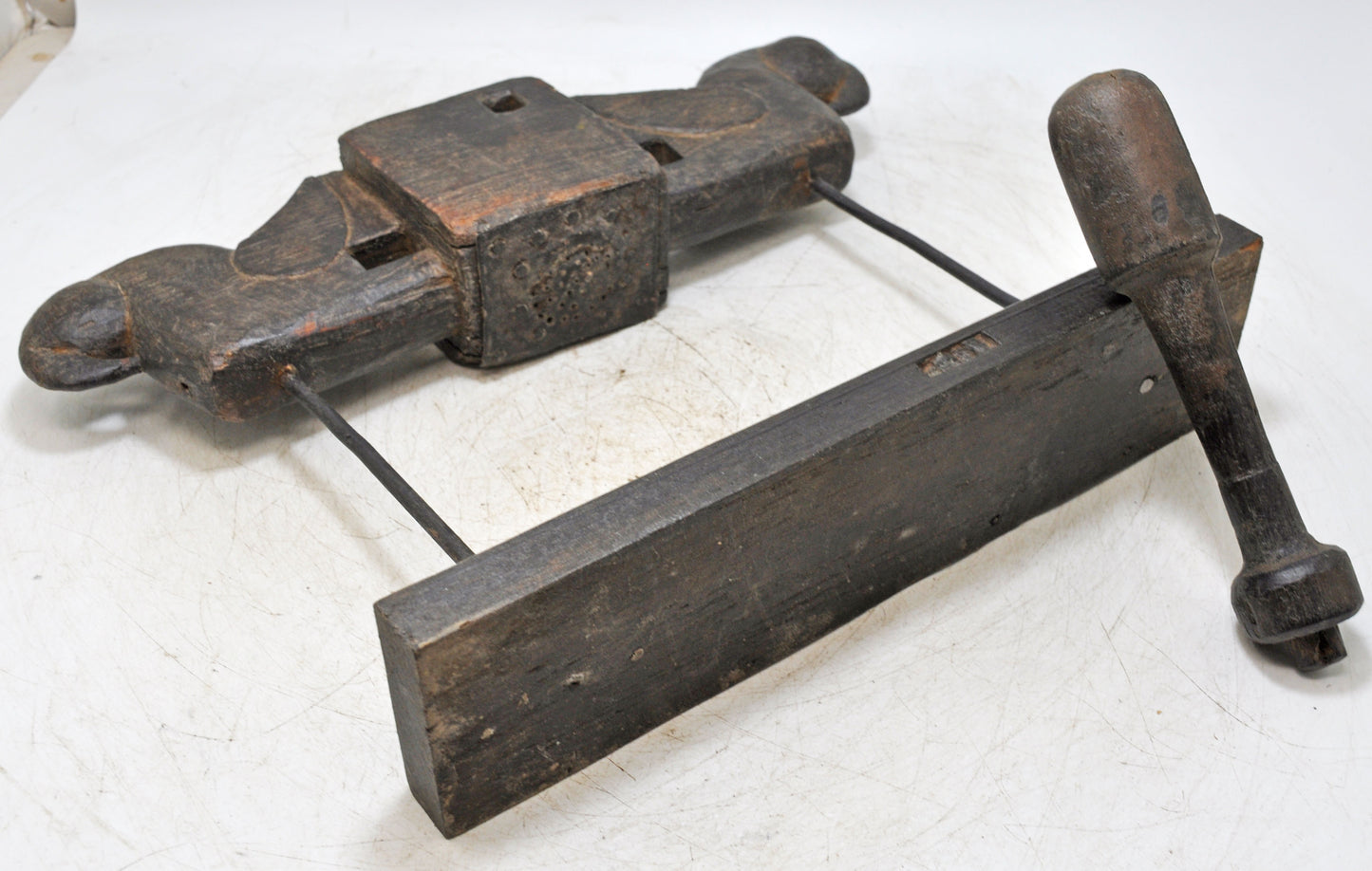 Antique Wooden 2 Parrots Shape Juicer Original Old Fine Hand Carved