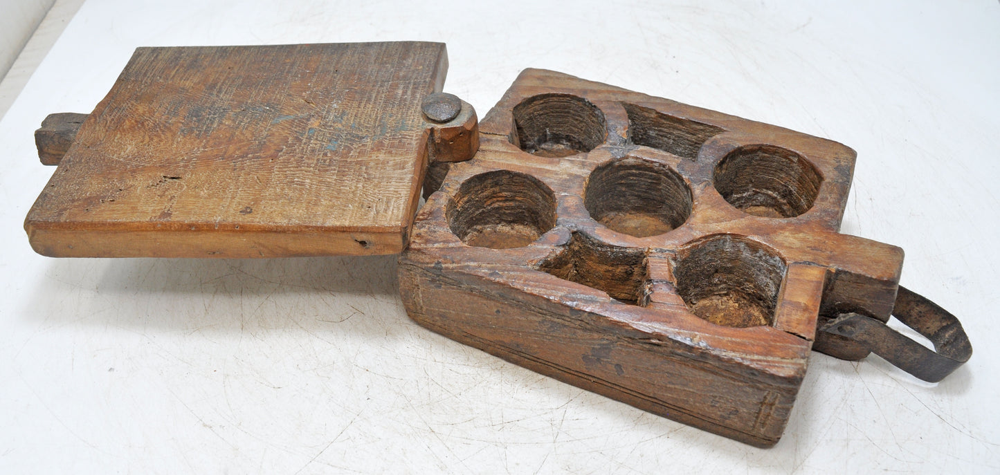 Antique Wooden Kitchenware Spice Box Original Old Hand Carved