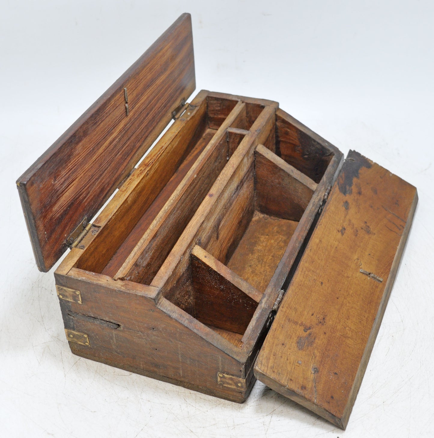 Vintage Wooden Pencil Stationary Storage Box Original Old Fine Hand Crafted
