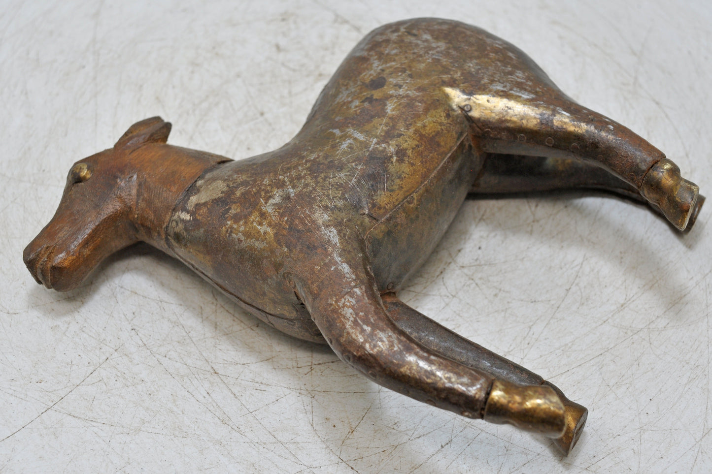 Vintage Wooden Deer Figurine Original Old Hand Carved