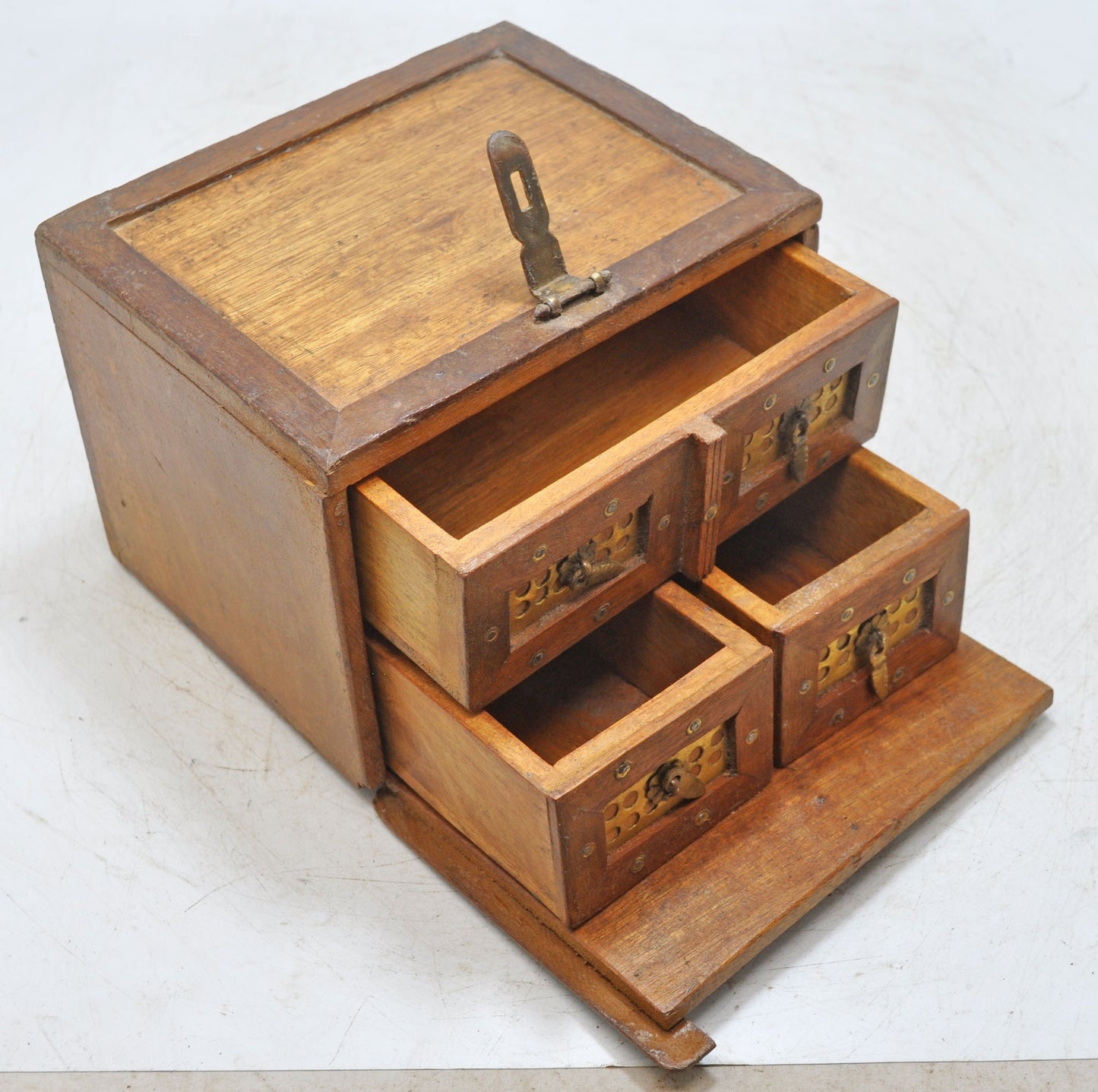 Vintage Wooden Drawers Jewelery Box Original Old Hand Crafted