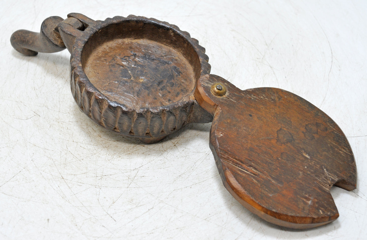 Antique Wooden Kitchenware Spice Box Original Old Hand Carved