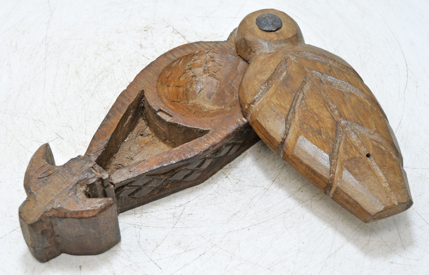 Antique Wooden Kum Kum Powder Tika Box Original Old Hand Carved