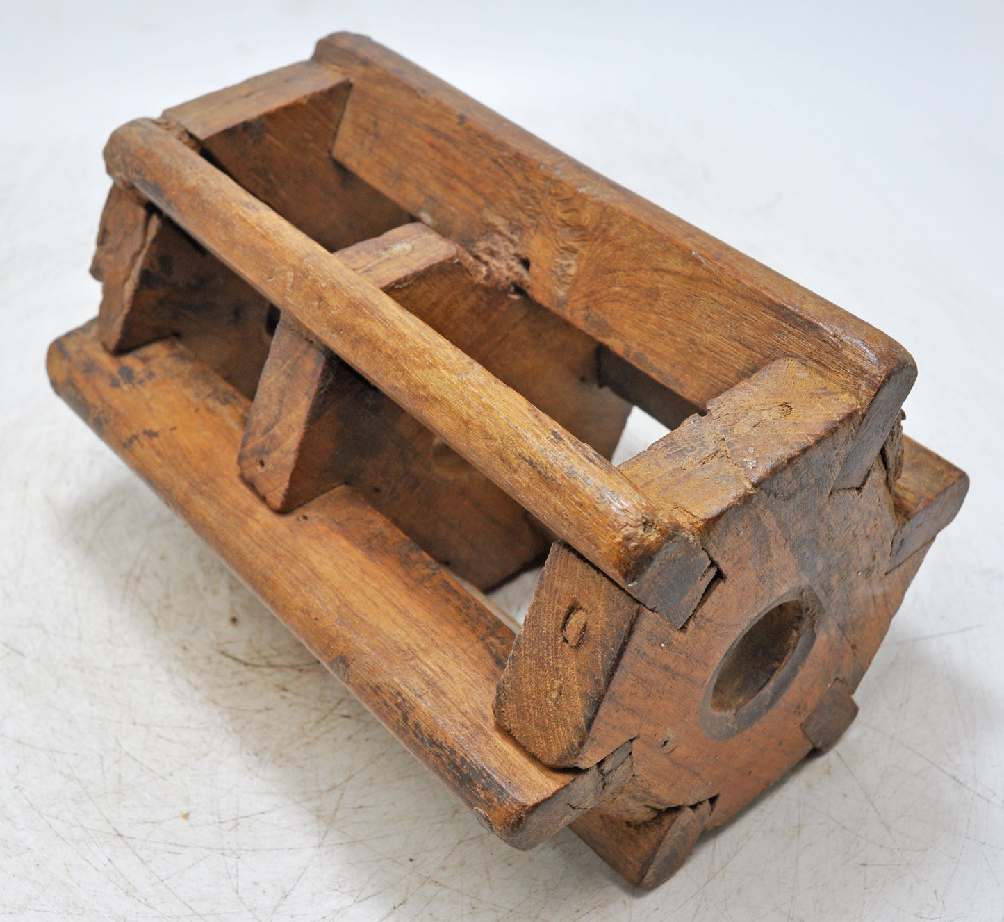 Antique Wooden Candle Holder Stand Original Old Hand Carved