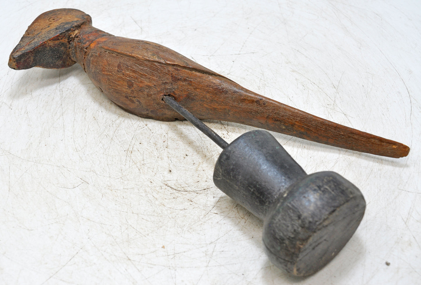 Vintage Wooden Parrot Bird Figurine Original Old Hand Carved