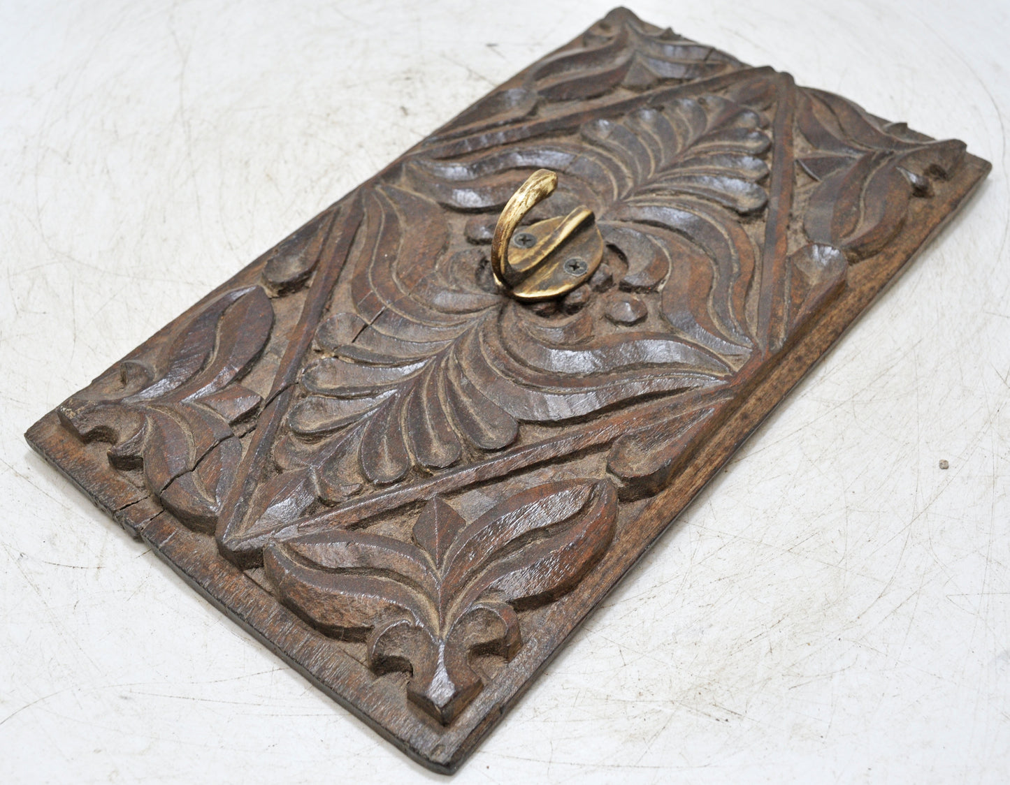 Antique Wooden Wall Décor Carving Panel Hook Hanger Original Old Hand Carved