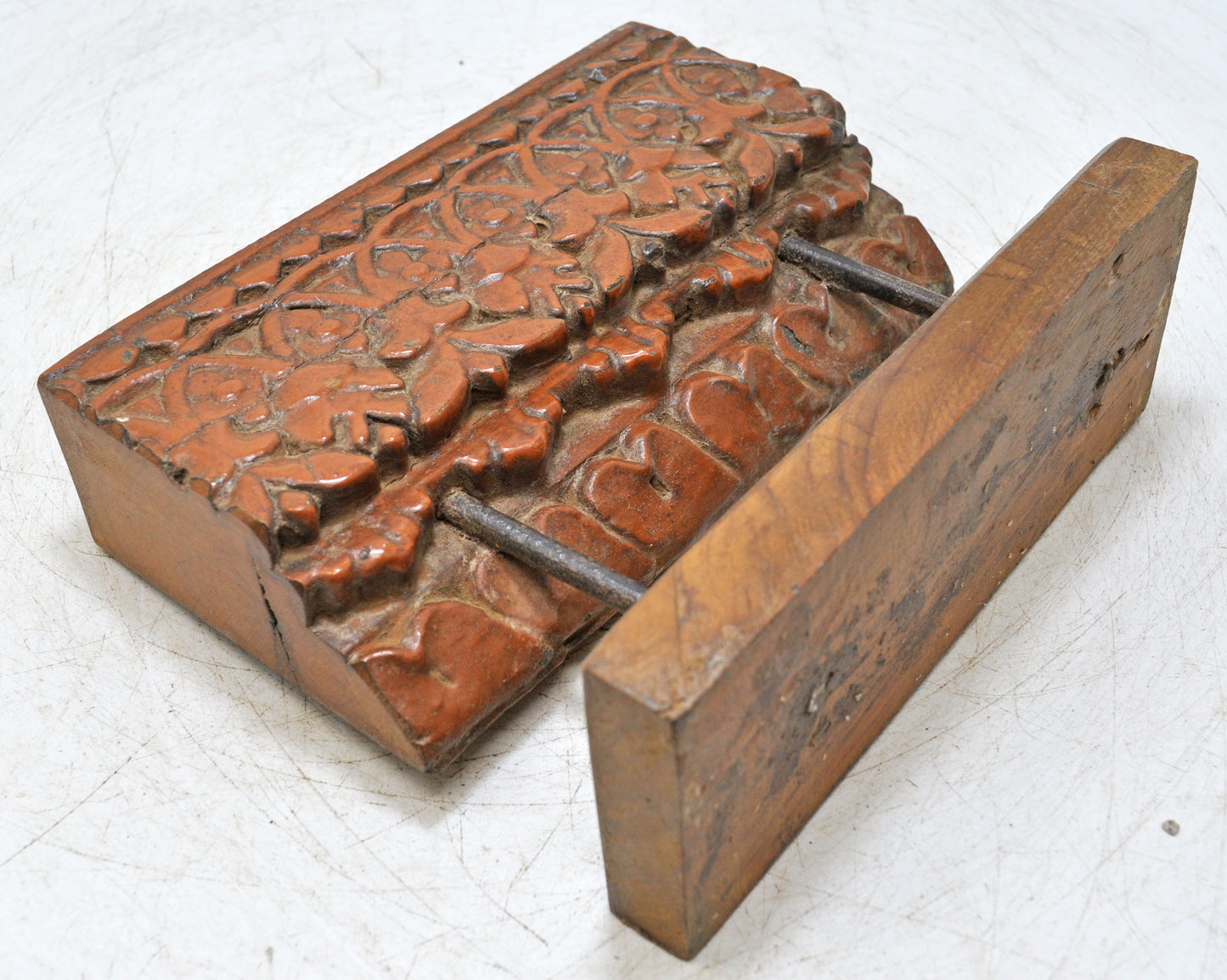 Antique Wooden Floral Carving Panel Plaque Original Old Fine Hand Carved