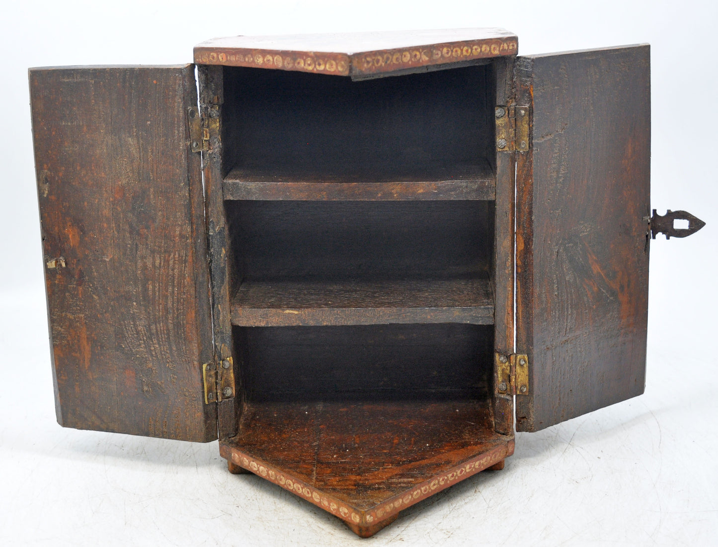 Antique Wooden Unusual Shape Storage Box Original Old Fine Hand Painted