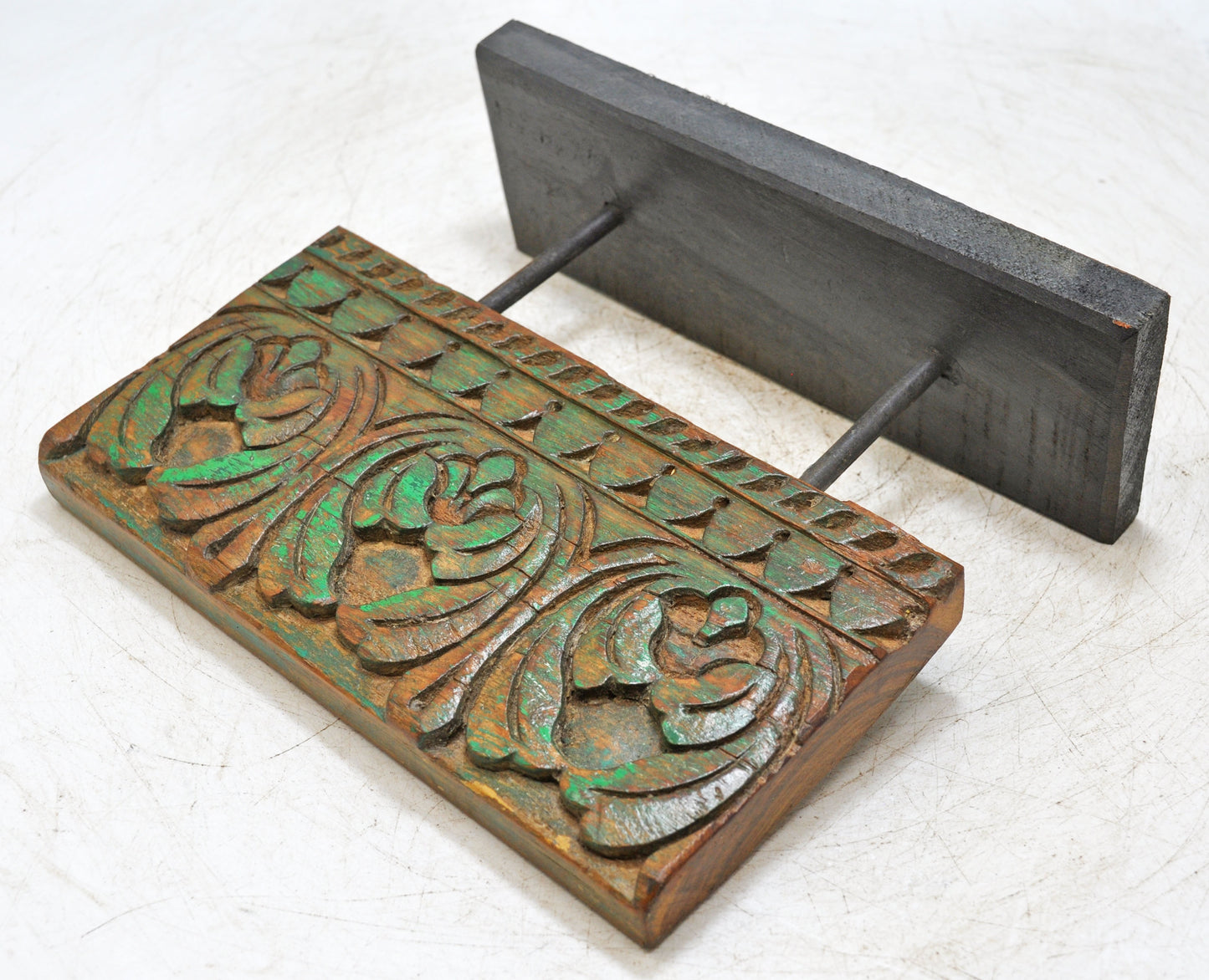 Antique Wooden Floral Carving Panel Plaque Original Old Hand Carved