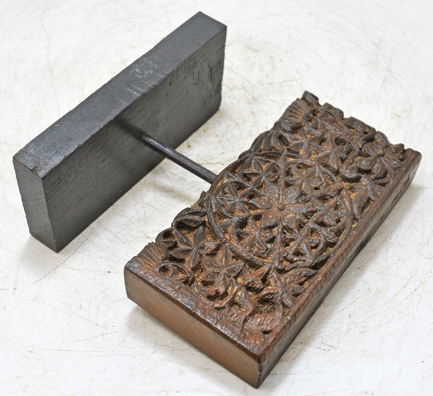 Antique Wooden Floral Carving Panel Plaque Original Old Hand Carved
