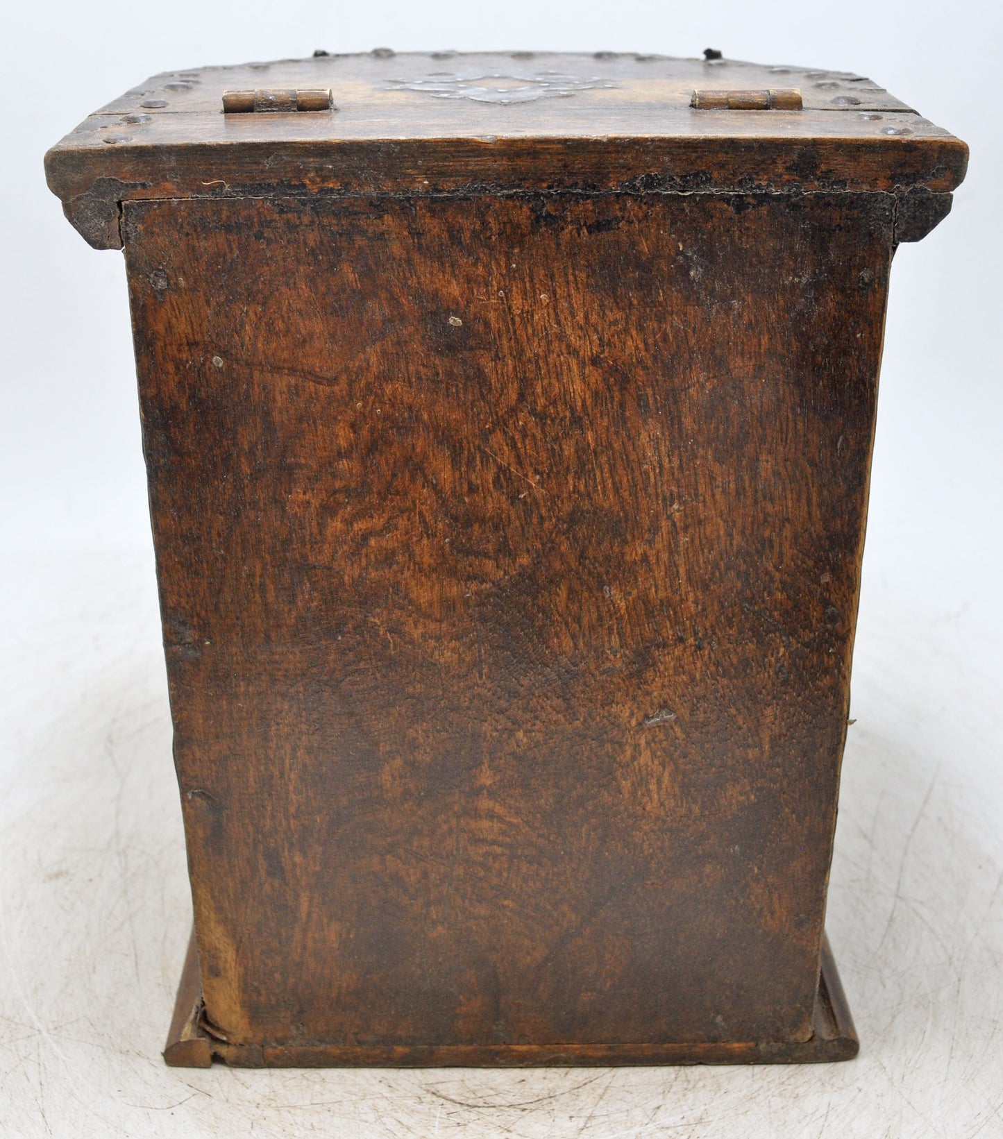 Vintage Wooden Tall Storage Box Original Old Hand Crafted Metal Fitted