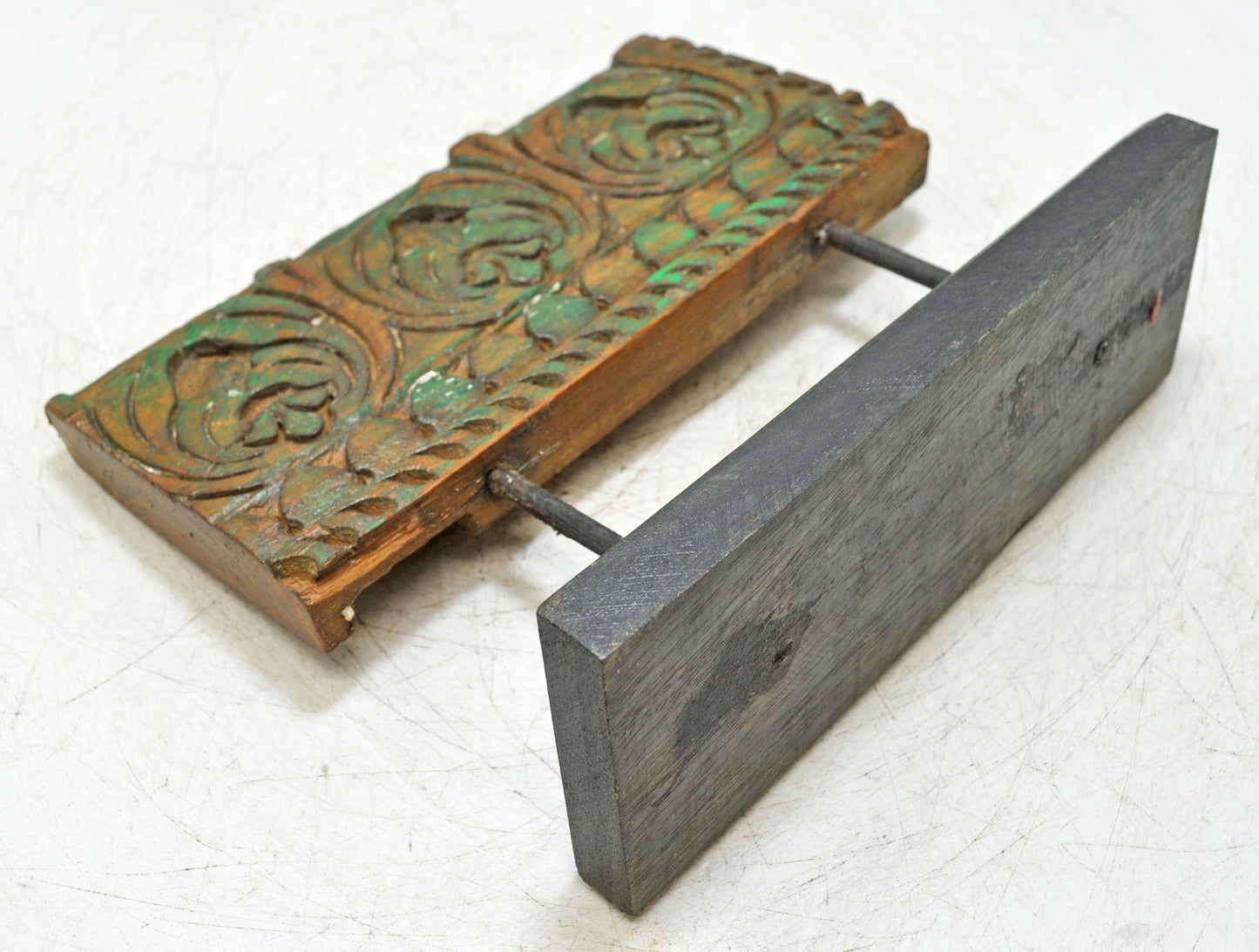 Antique Wooden Floral Carving Panel Plaque on Stand Original Old Fine Hand Carved
