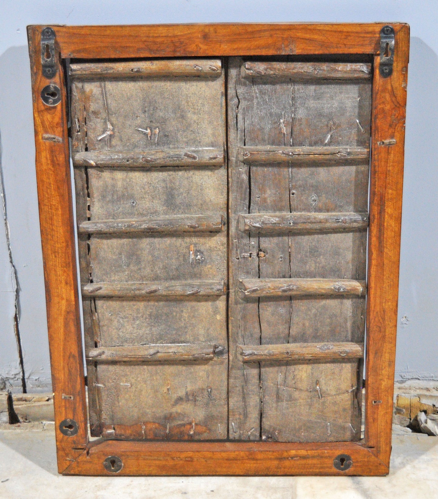 Antique Wooden Wall Décor Window Panel Frame Original Old Hand Carved