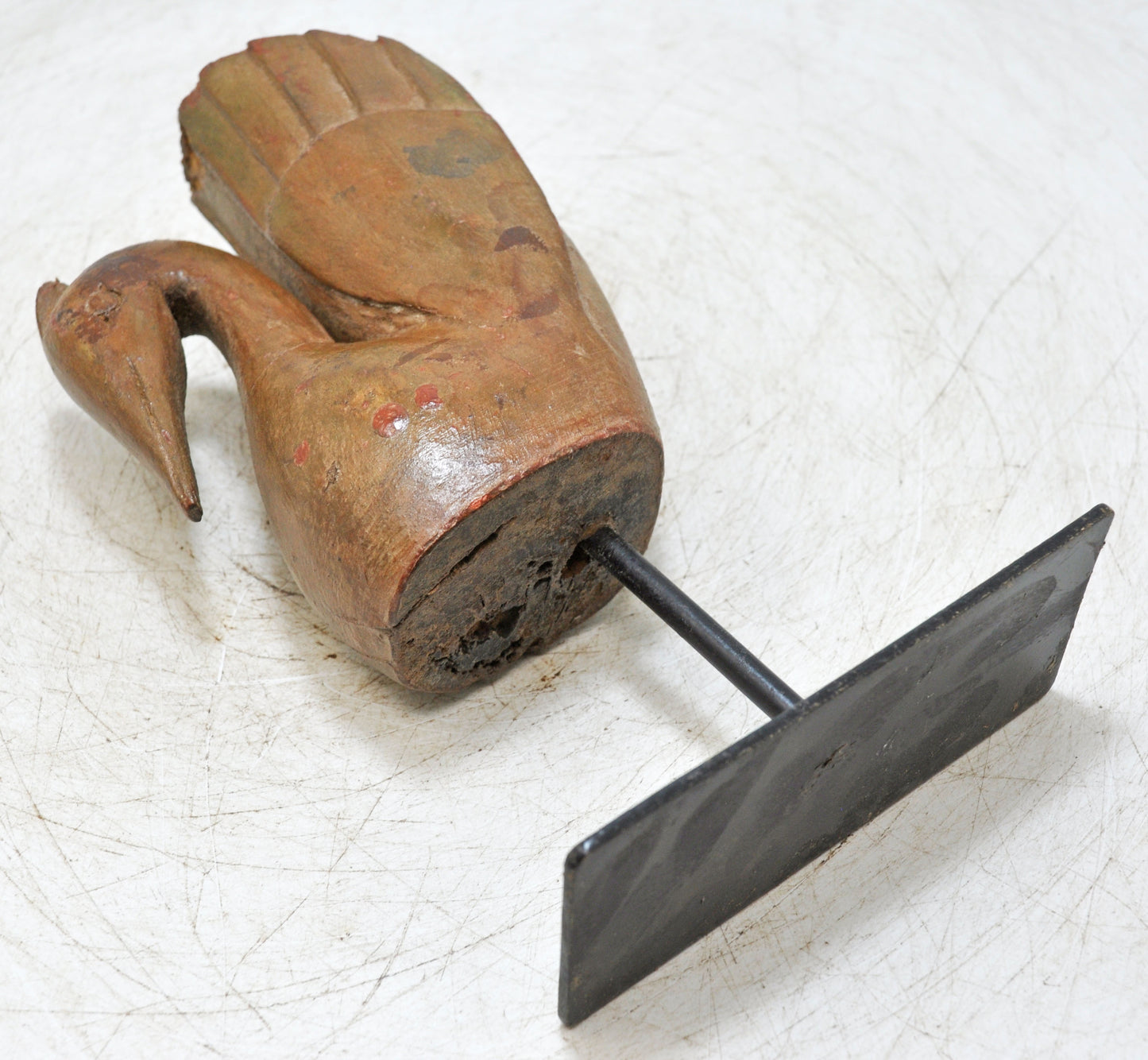 Vintage Wooden Duck Bird Figurine Original Old Hand Carved