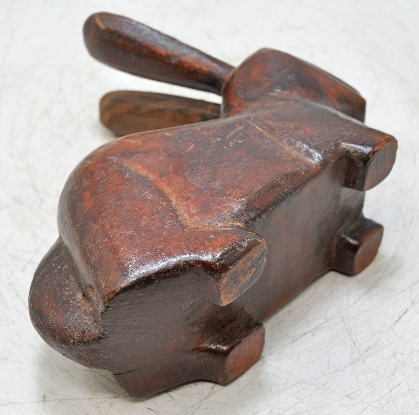 Vintage Wooden Rabbit Figurine Original Old Hand Carved