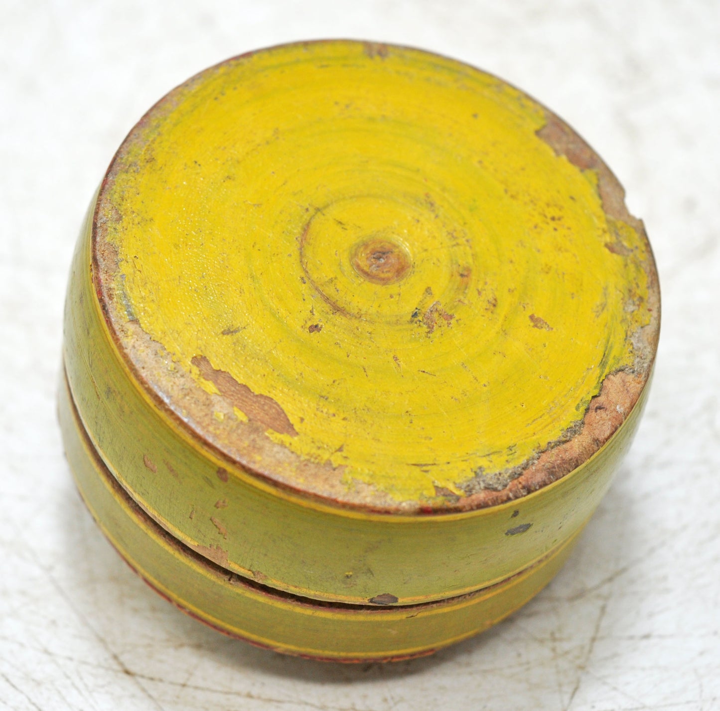 Antique Wooden Lacquer Painted Kum Kum Powder Tika Box Original Old